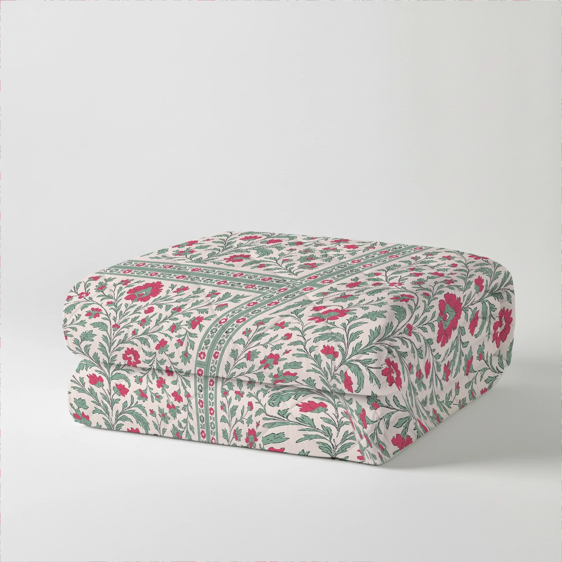 Aangan Weaves | Ethnic Printed Bedding Set - Set of Bedsheet & Comforter - Indian Pink - Image 4