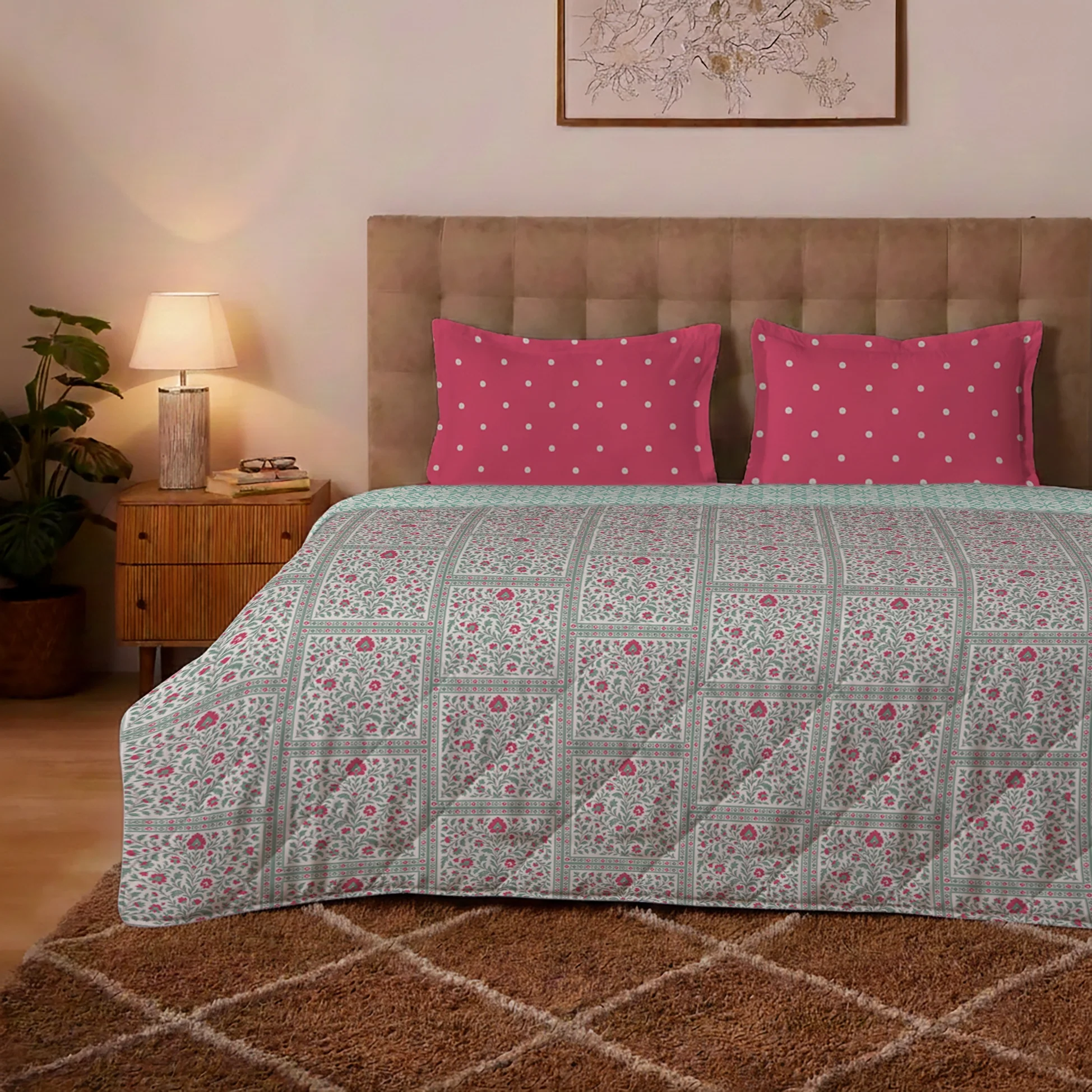 Aangan Weaves | Ethnic Printed 300 GSM Extra Warm Premium Comforter - Indian Pink - Image 3