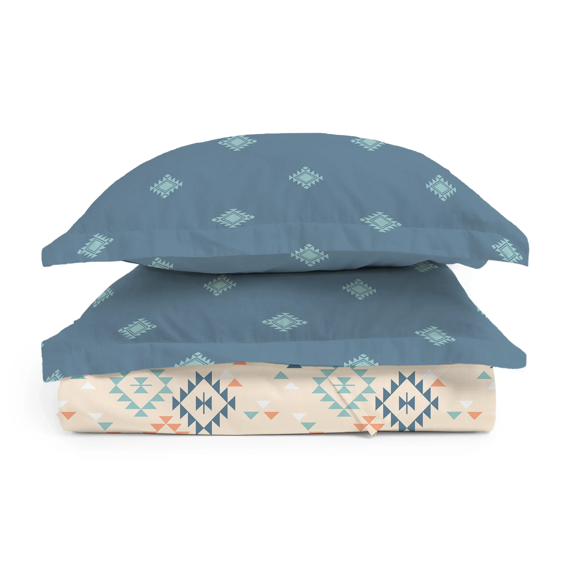 Aangan Weaves | Modern Geometric Printed Bedding Set - Set of Bedsheet & Comforter - Rich Teal - Image 6