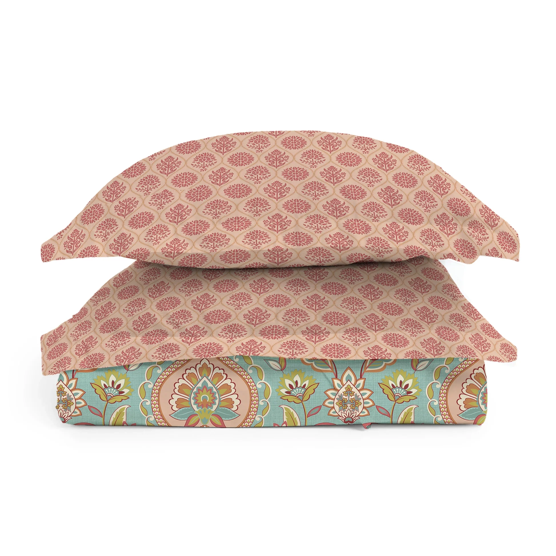 Aangan Weaves | Sage Green Traditional Printed Bedding Set - Set of Bedsheet & Comforter - Sea Glass - Image 6