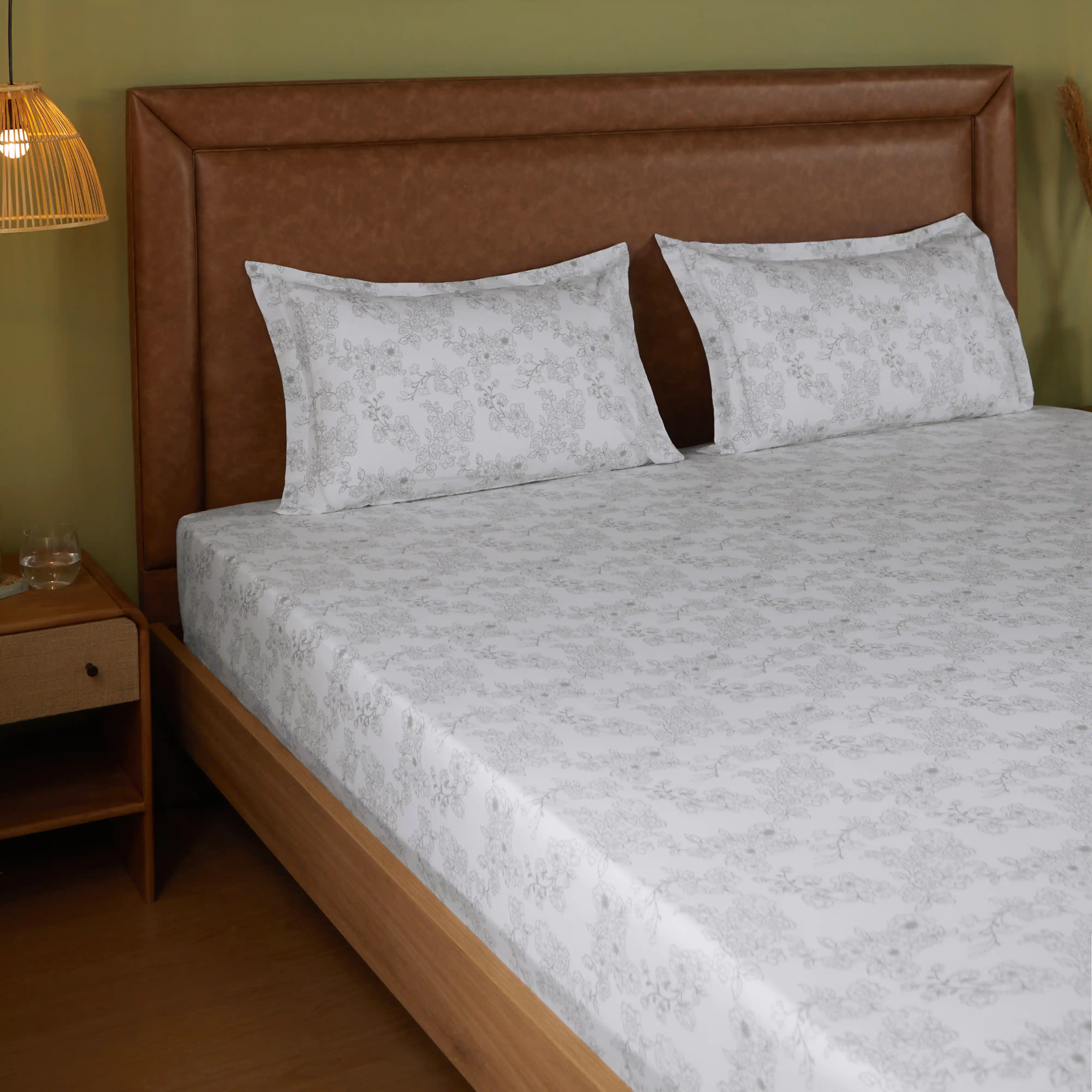 Bloomshire Classic | Everyday Charm Printed Cotton Bedsheet Set-Grey - Image 11
