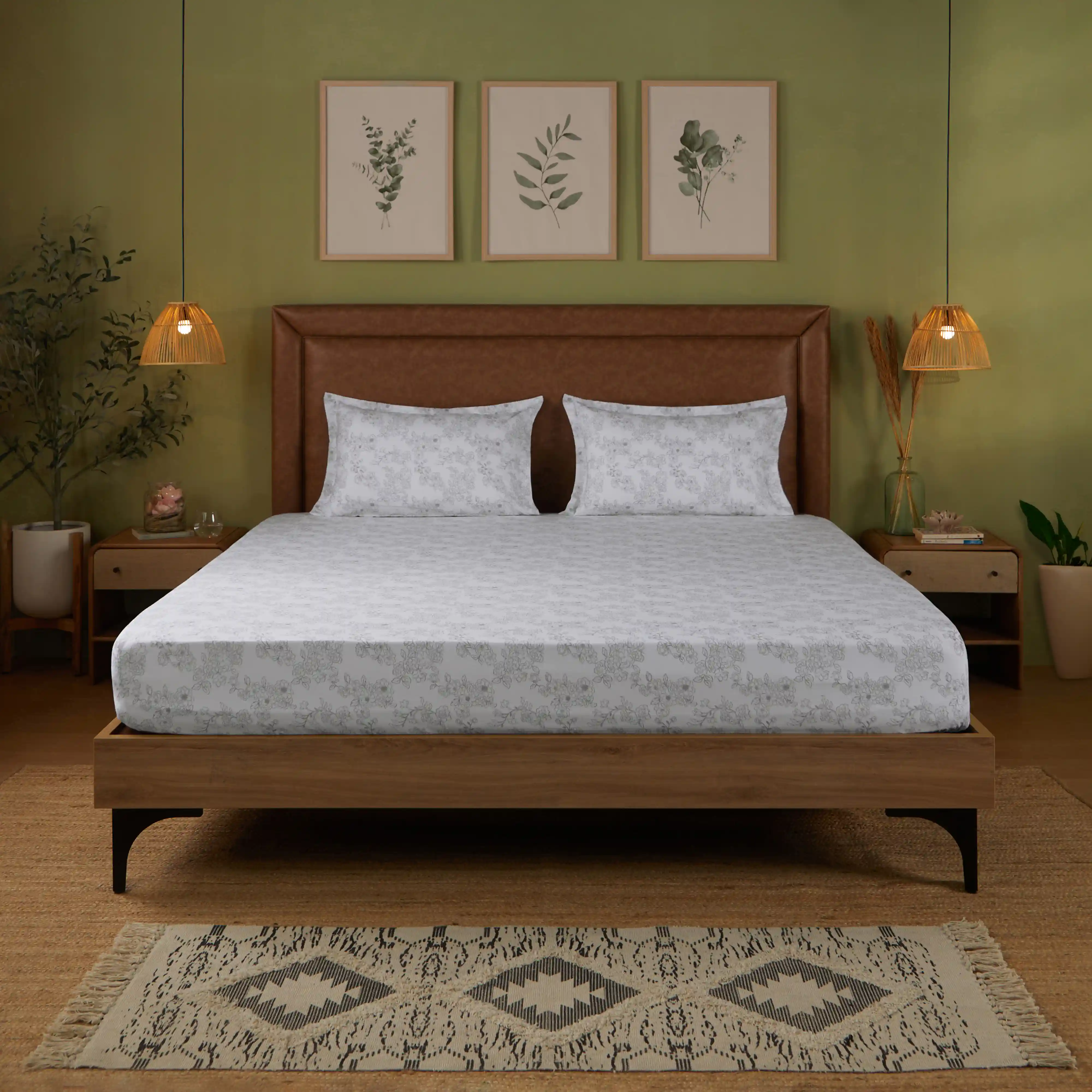 Bloomshire Classic | Everyday Charm Printed Cotton Bedsheet Set-Grey - Image 12