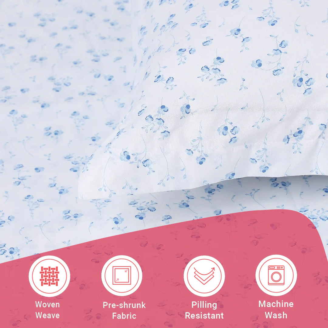 Bloomshire Classic | Everyday Charm Printed Cotton Bedsheet Set-Ocean Blue - Image 17