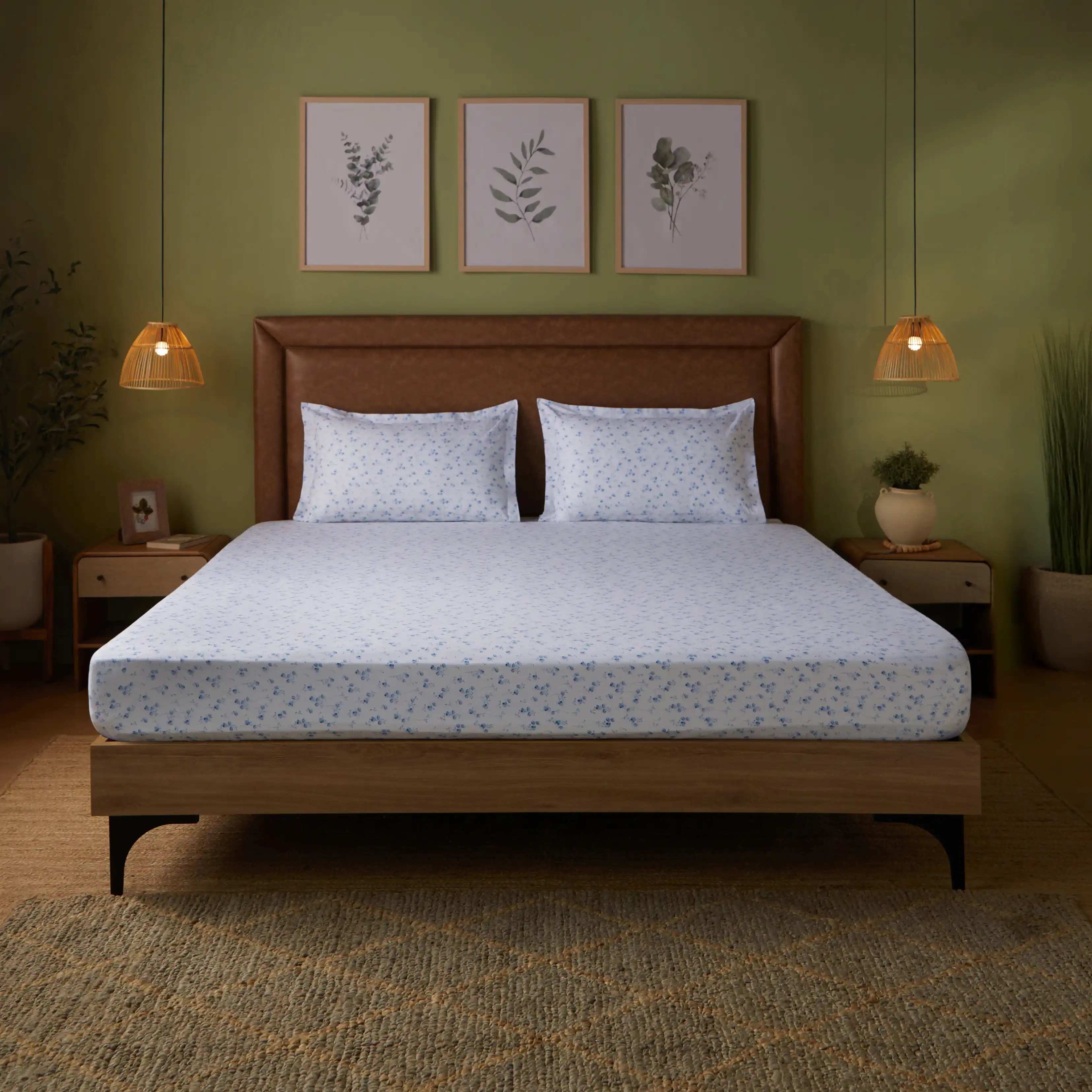Bloomshire Classic | Everyday Charm Printed Cotton Bedsheet Set-Ocean Blue - Image 7
