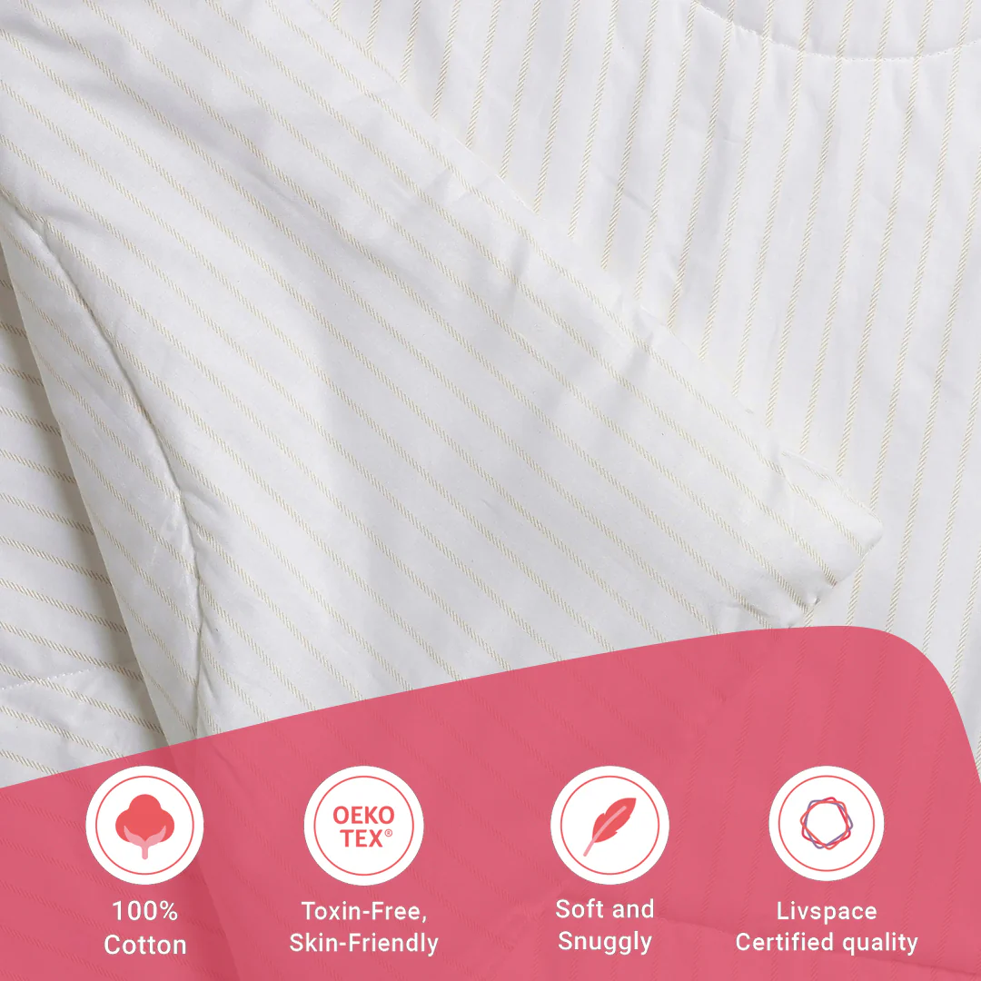 Bloomshire Classic | Everyday Charm Printed 120GSM Reversible Comforter-Beige - Image 12