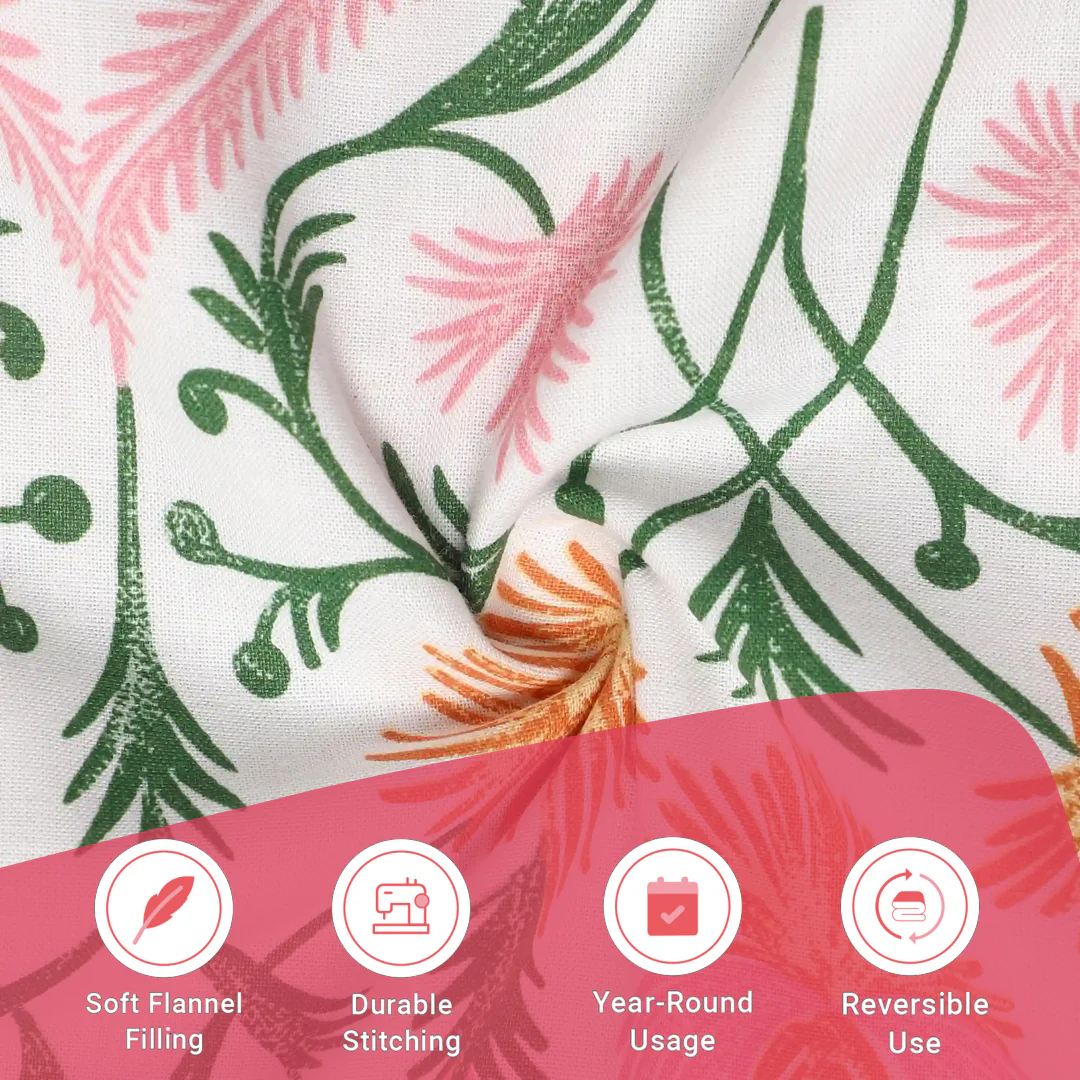 Bloomshire Classic | Everyday Charm Printed Reversible Dohar with Super Soft Flannel Layering-Salmon - Image 12