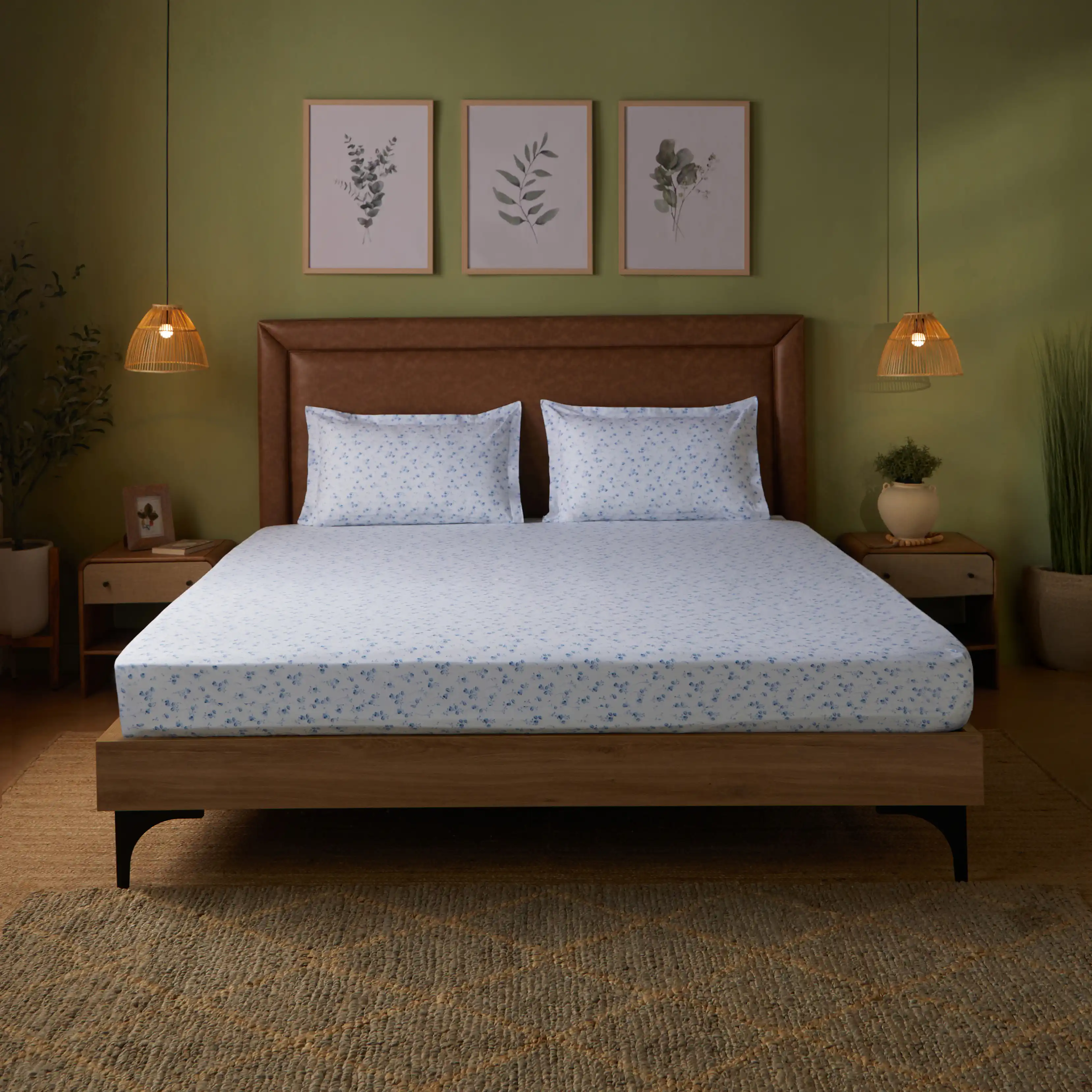 Bloomshire Classic | Everyday Charm Printed Cotton Fitted Sheet Set-Salmon - Image 65
