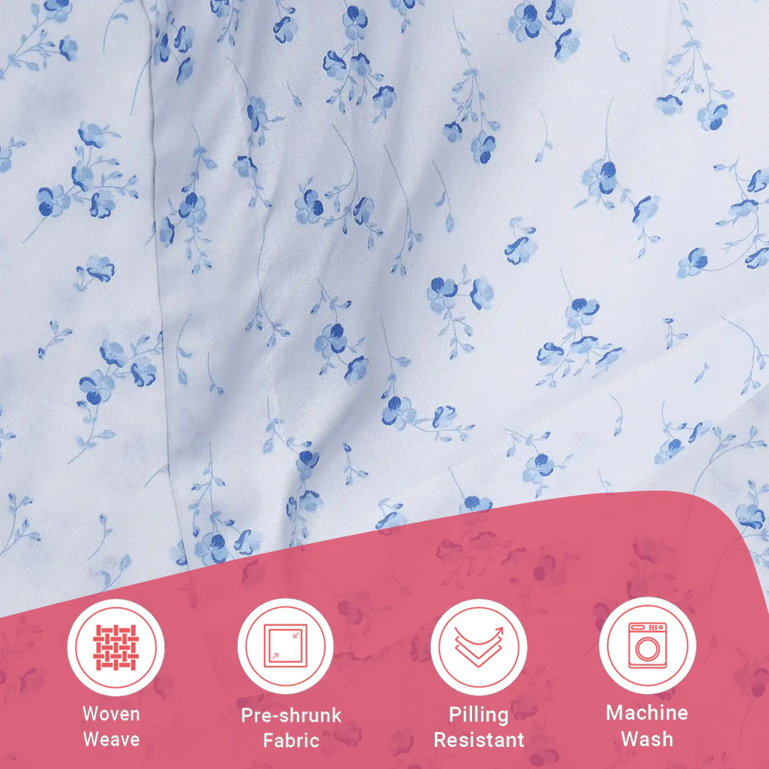 Bloomshire Classic | Everyday Charm Printed Cotton Fitted Sheet Set-Ocean Blue - Image 17