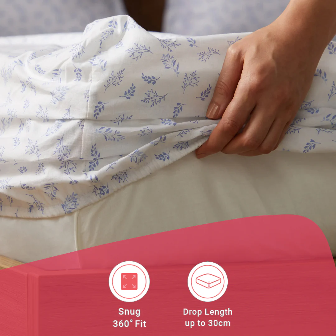 Bloomshire Classic | Everyday Charm Printed Cotton Fitted Sheet Set-Purple - Image 15