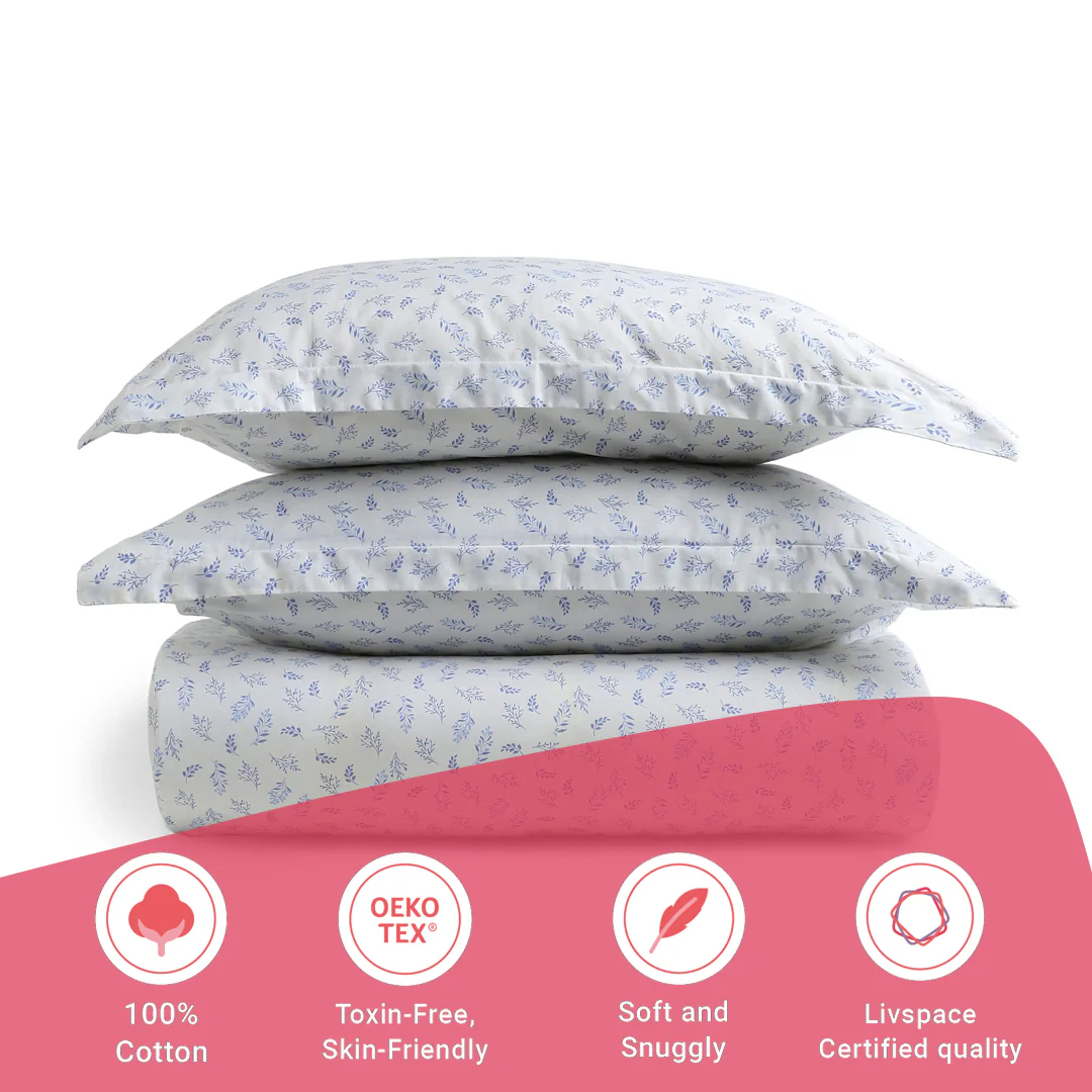 Bloomshire Classic | Everyday Charm Printed Cotton Fitted Sheet Set-Purple - Image 16
