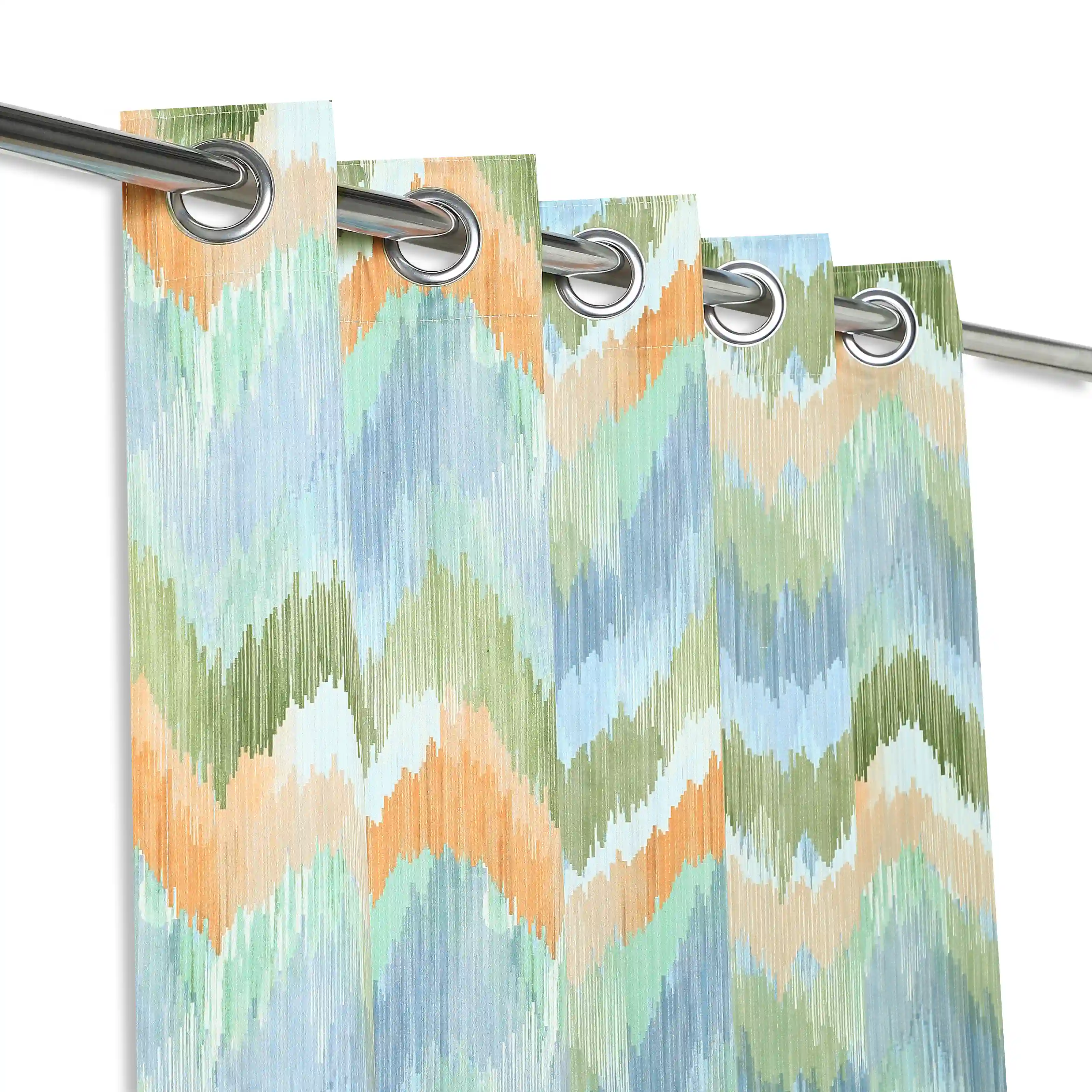 Bloomshire Classic Set Of 2 Printed Readymade Curtains | Modern Ikat - Image 10