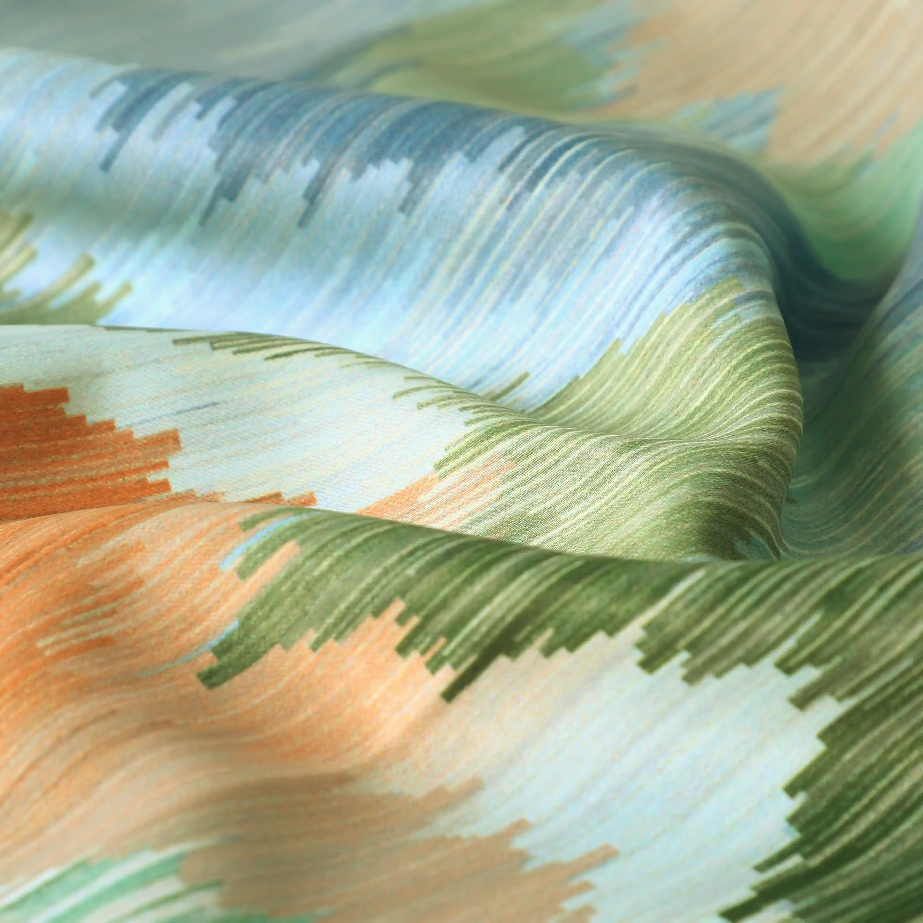 Bloomshire Classic Set Of 2 Printed Readymade Curtains | Modern Ikat - Image 11