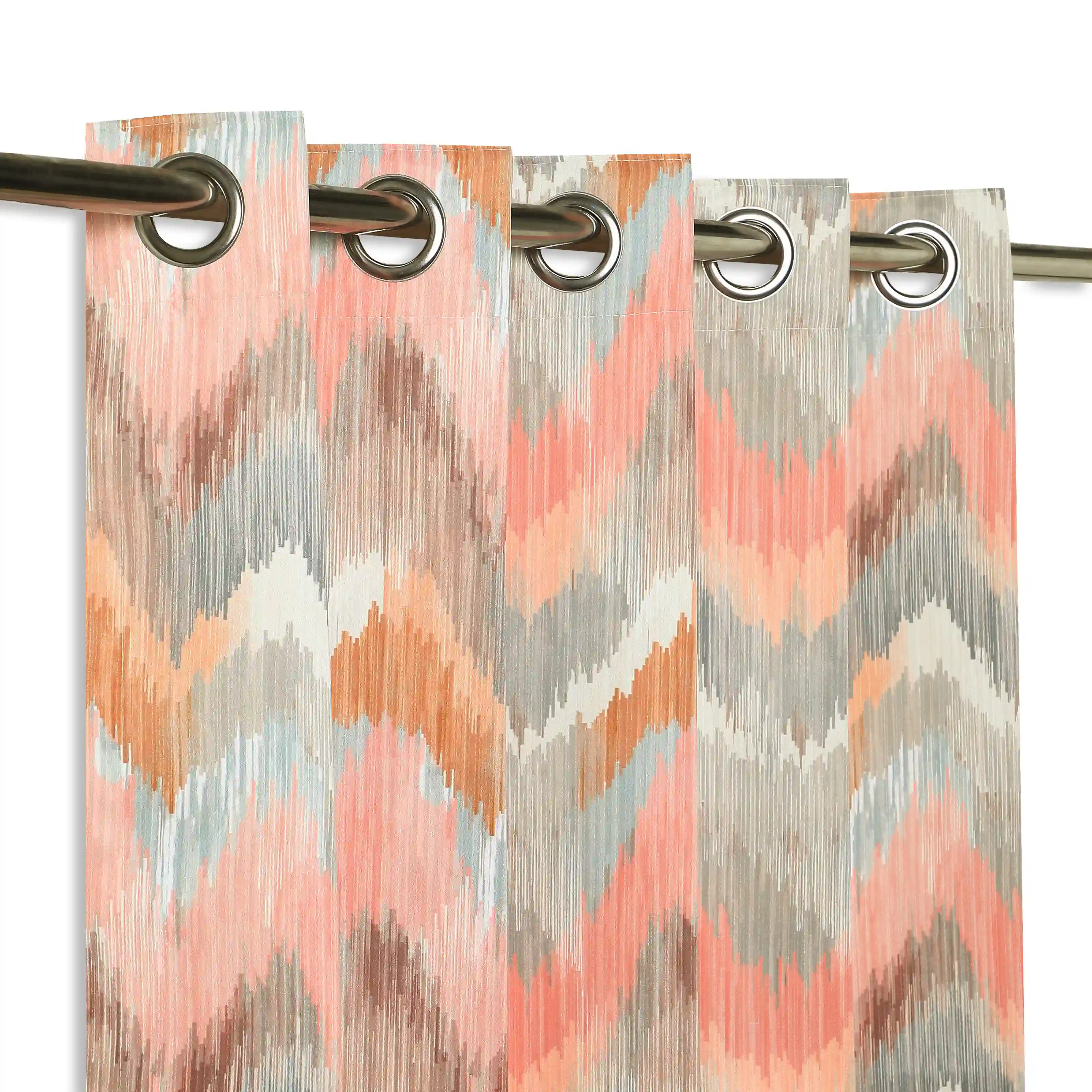 Bloomshire Classic Set Of 2 Printed Readymade Curtains | Modern Ikat - Image 18