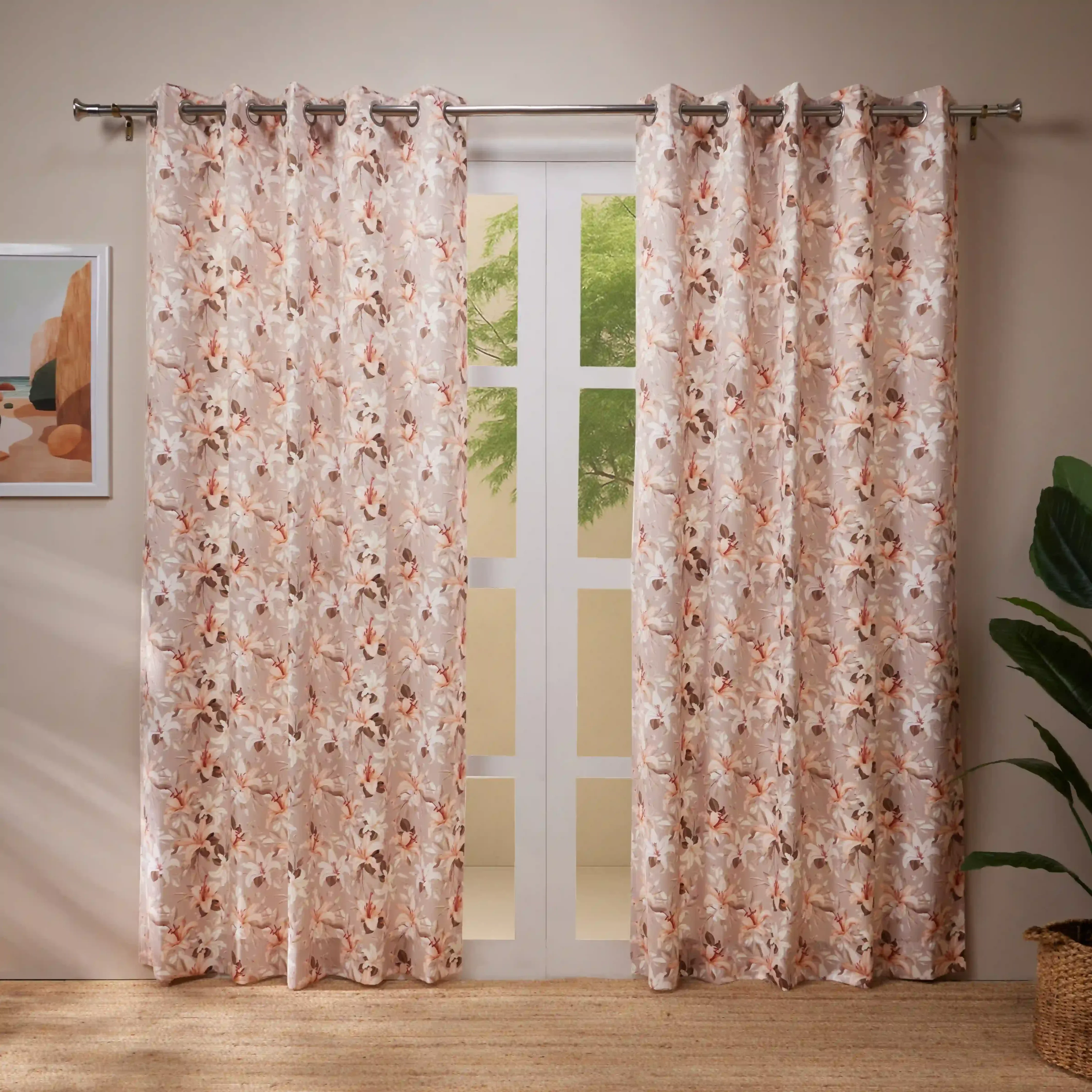 Bloomshire Classic Set Of 2 Printed Readymade Curtains | Tropical Whisper