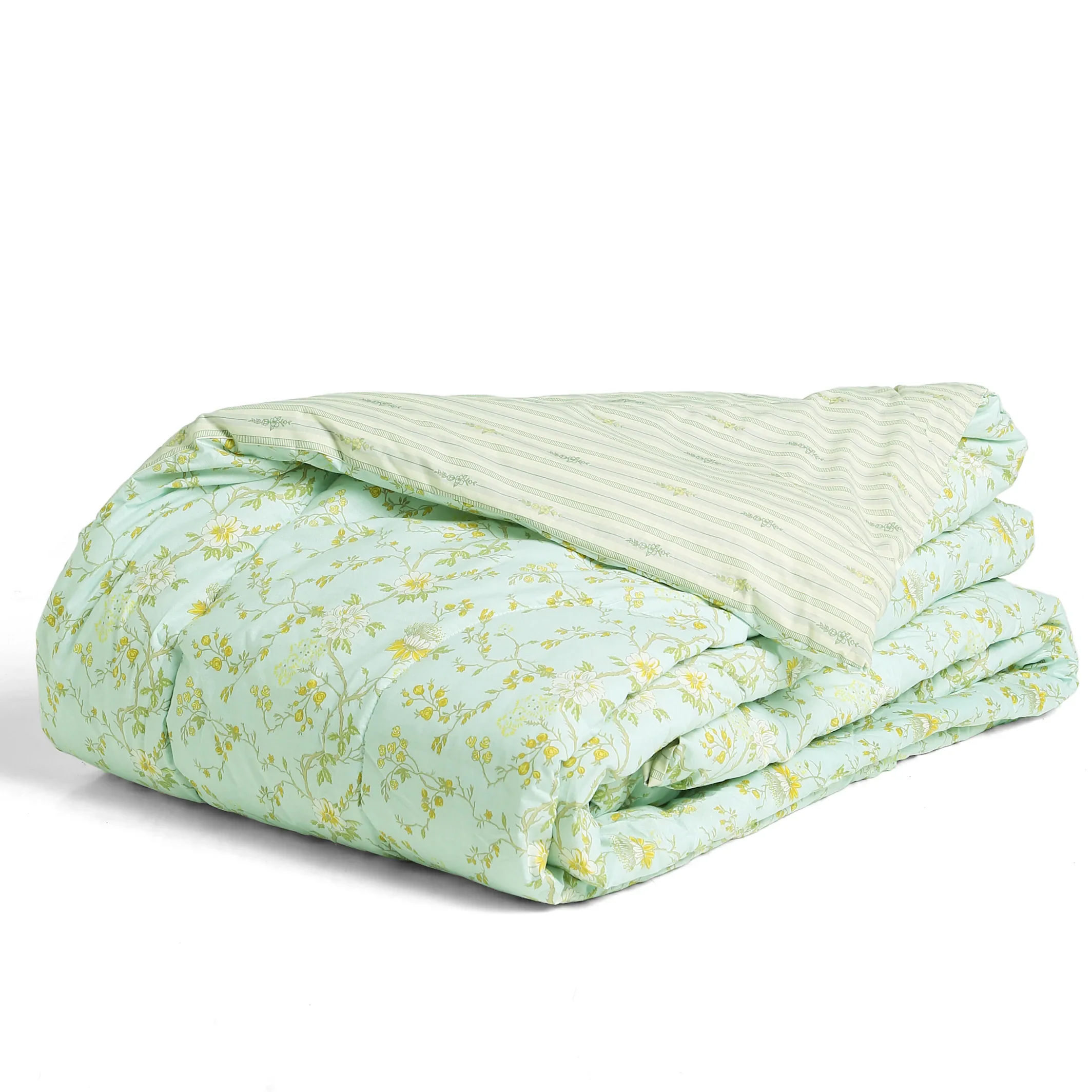 Bloomshire Luxe | Romantic Flora Printed 120GSM Reversible Comforter-Light Blue - Image 4