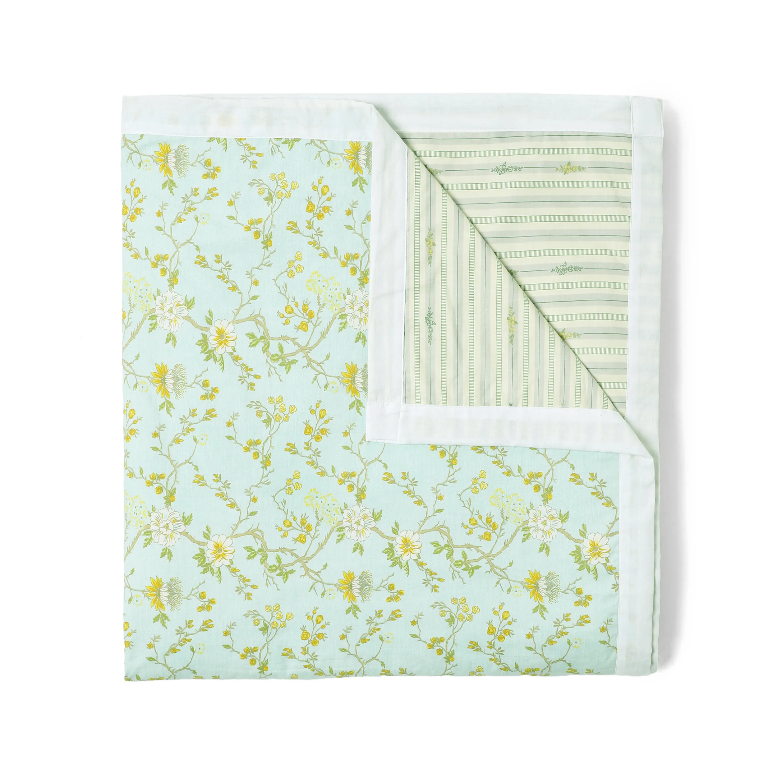 Bloomshire Luxe | Romantic Flora Printed Reversible Dohar with Super Soft Flannel Layering-Light Blue - Image 4