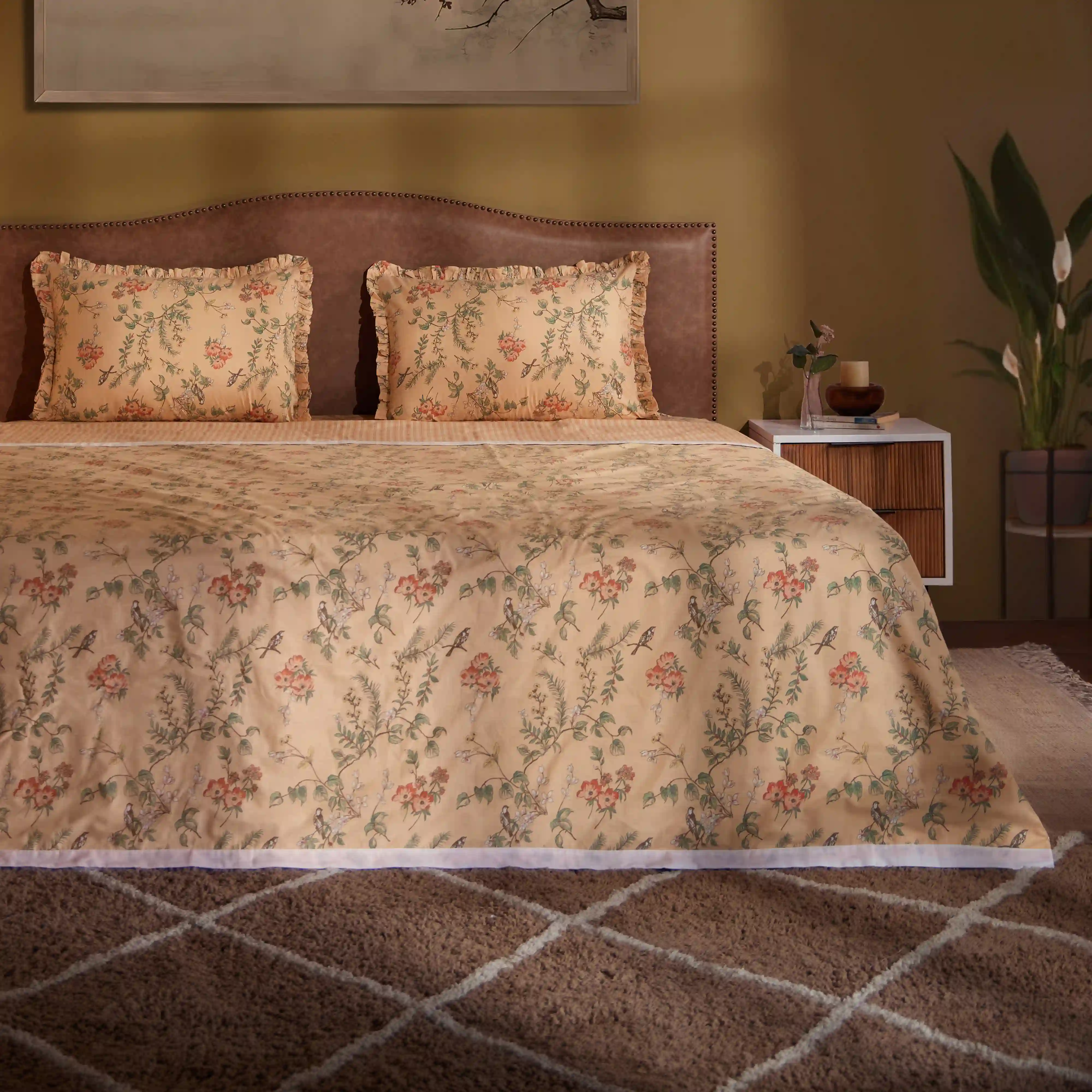 Bloomshire Luxe | Romantic Flora Printed Reversible Dohar with Super Soft Flannel Layering-Peach - Image 7