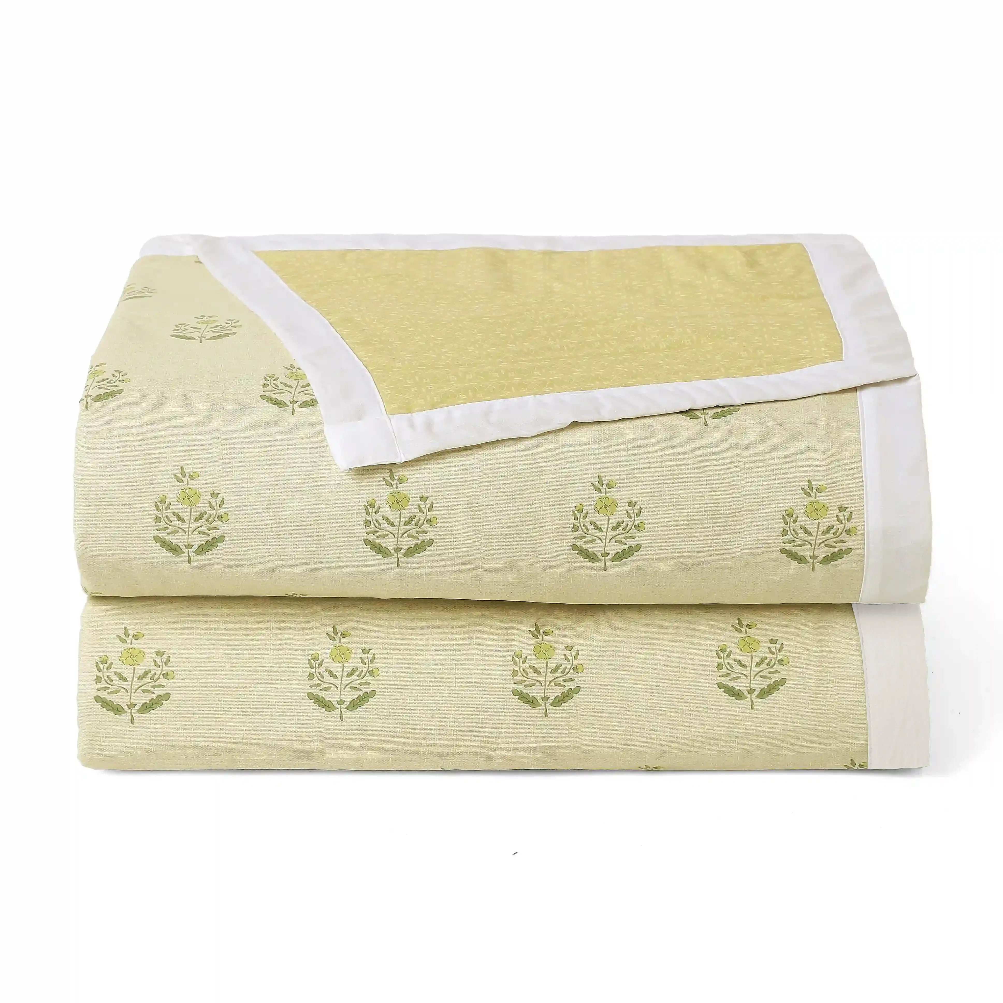 Chippa Lane | Contemporary Indian Print Design Coordinated Bedding Set | Set of Bedsheet & Dohars-Indian Moss - Image 5