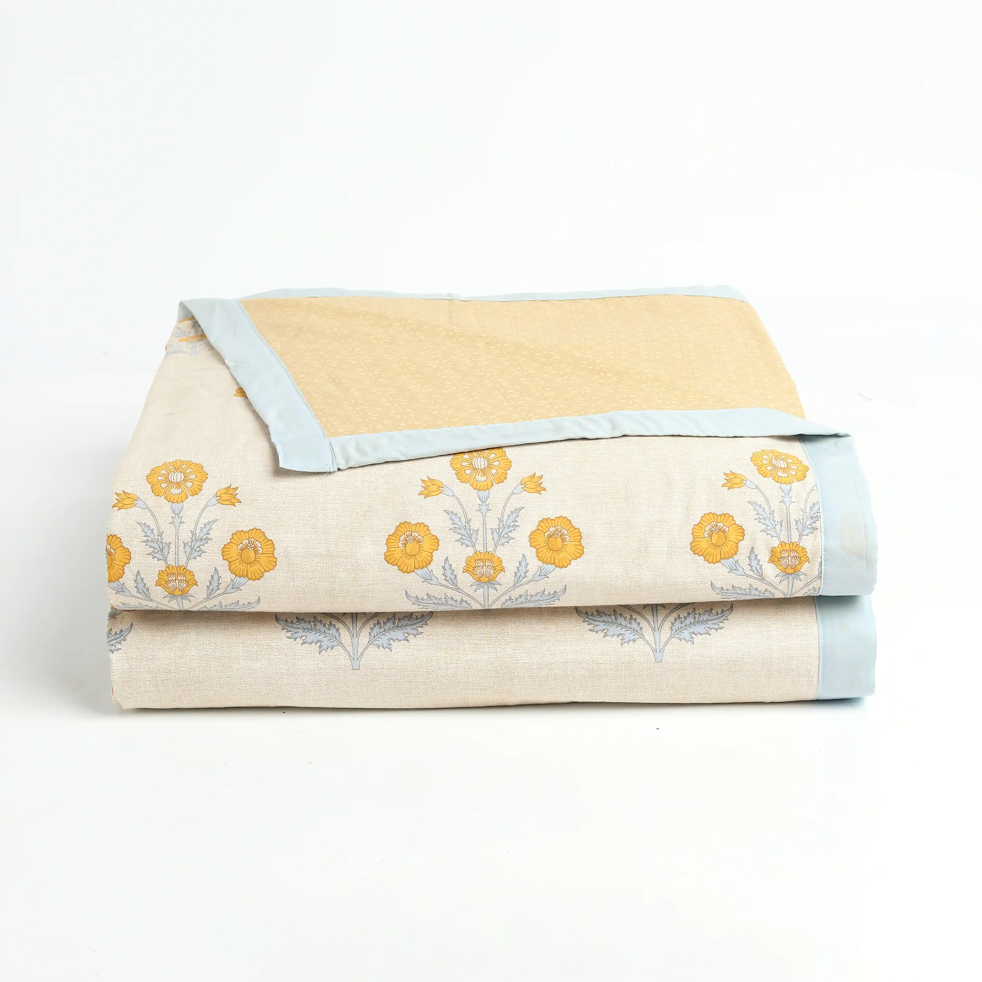 Chippa Lane | Contemporary Indian Print Design Coordinated Bedding Set | Set of Bedsheet & Dohars-Ochre - Image 5