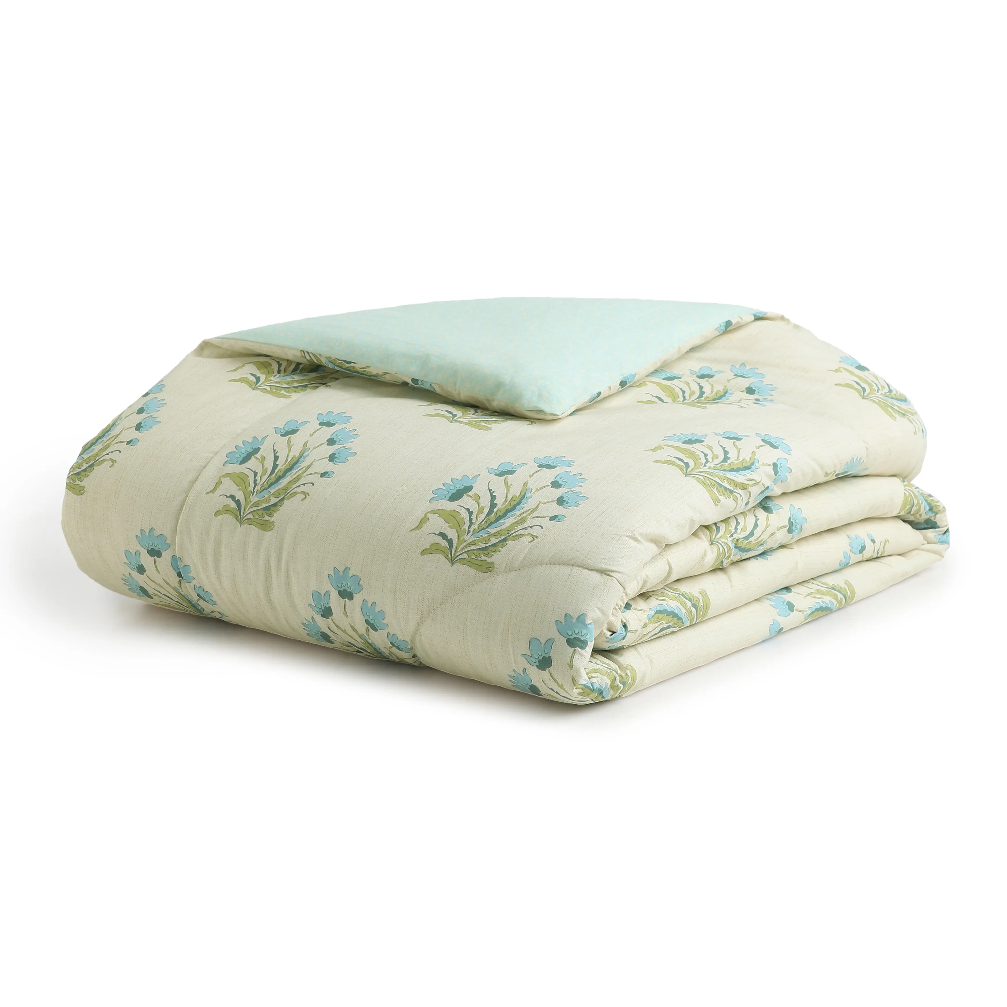 Chippa Lane | Contemporary Indian Print Design Coordinated Bedding Set | Set of Bedsheet & Comforter-Indian Sage - Image 5