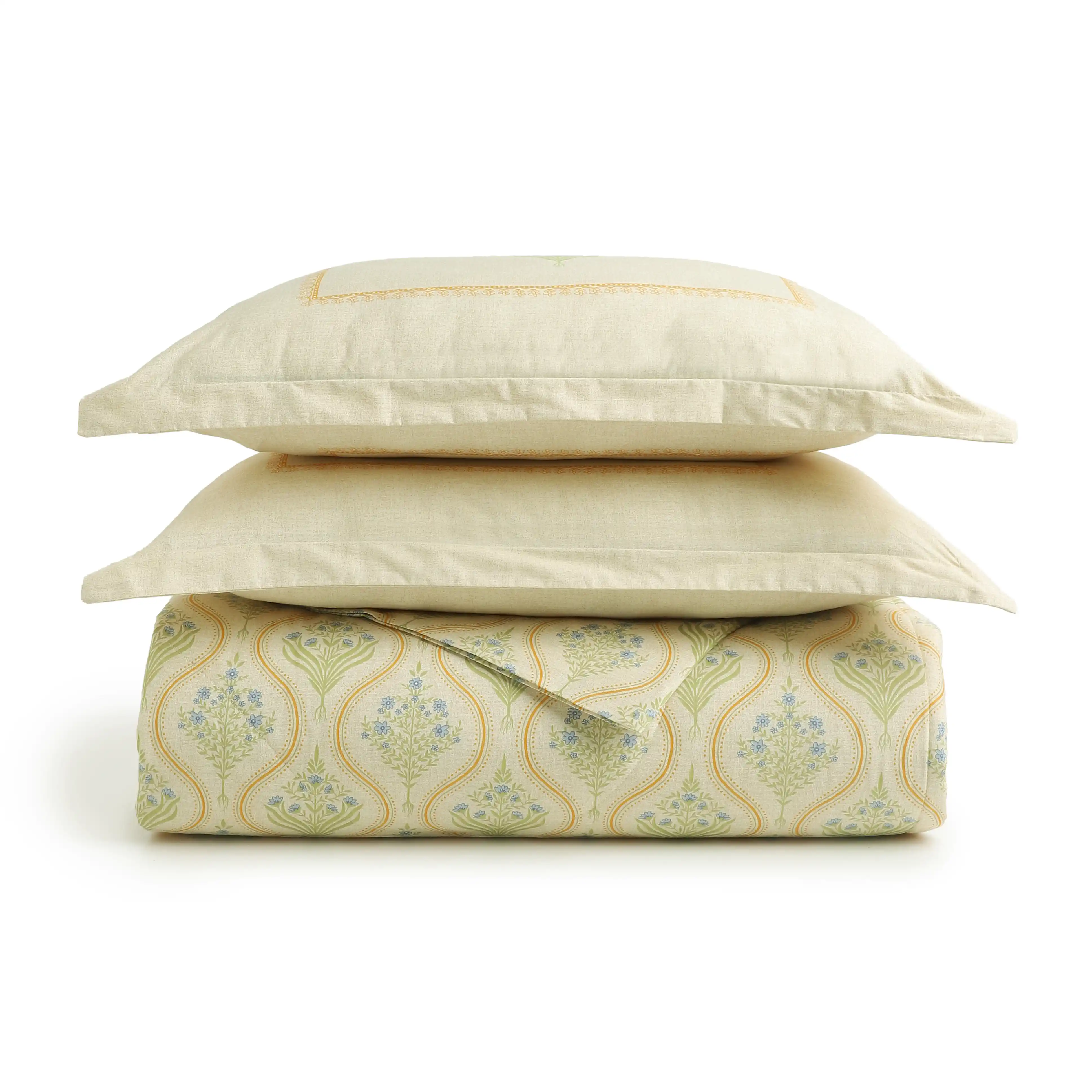 Chippa Lane | Contemporary Indian Print Design Coordinated Bedding Set | Set of Bedsheet & Comforter-Mustard - Image 4