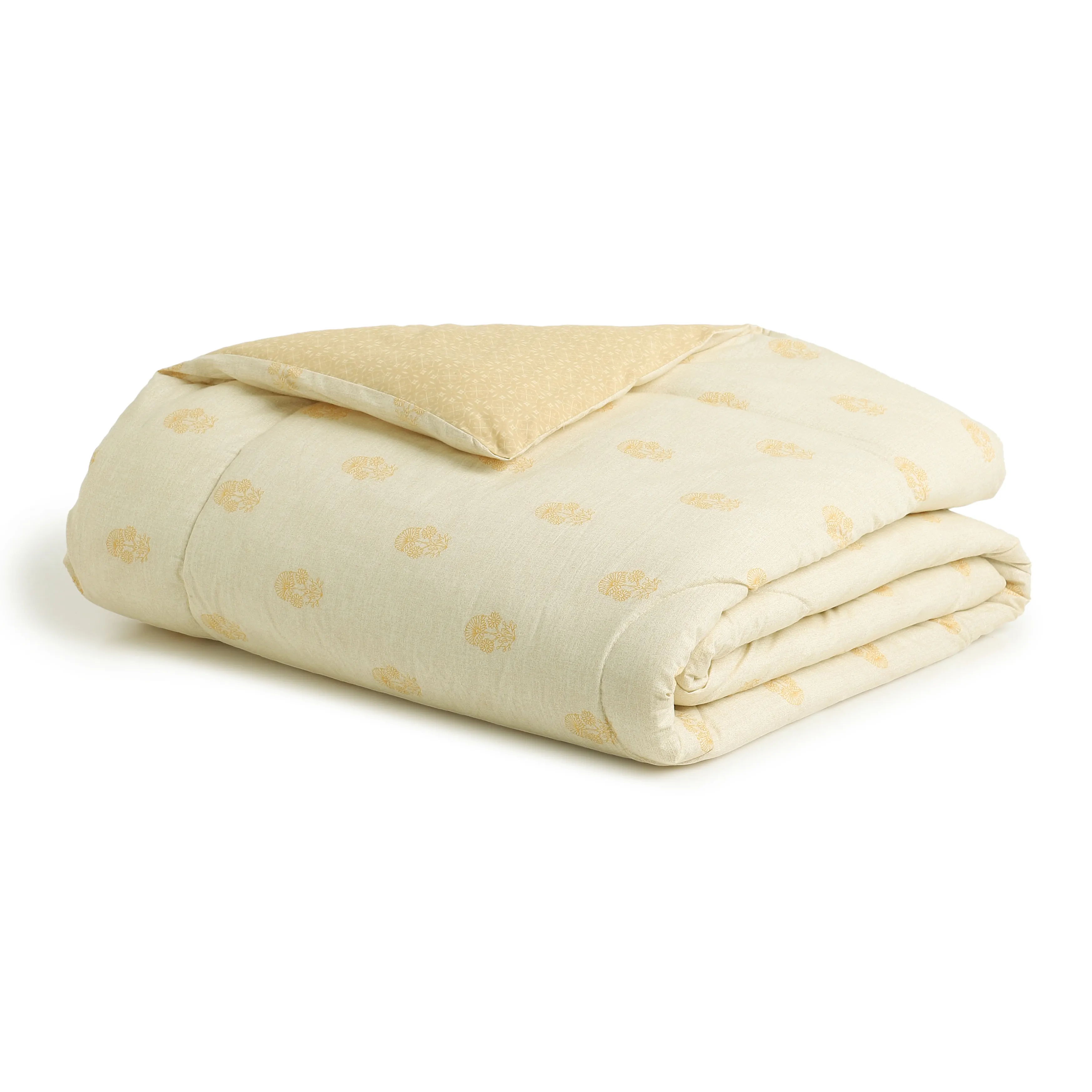 Chippa Lane | Contemporary Indian Print Design Coordinated Bedding Set | Set of Bedsheet & Comforter-Mustard - Image 5