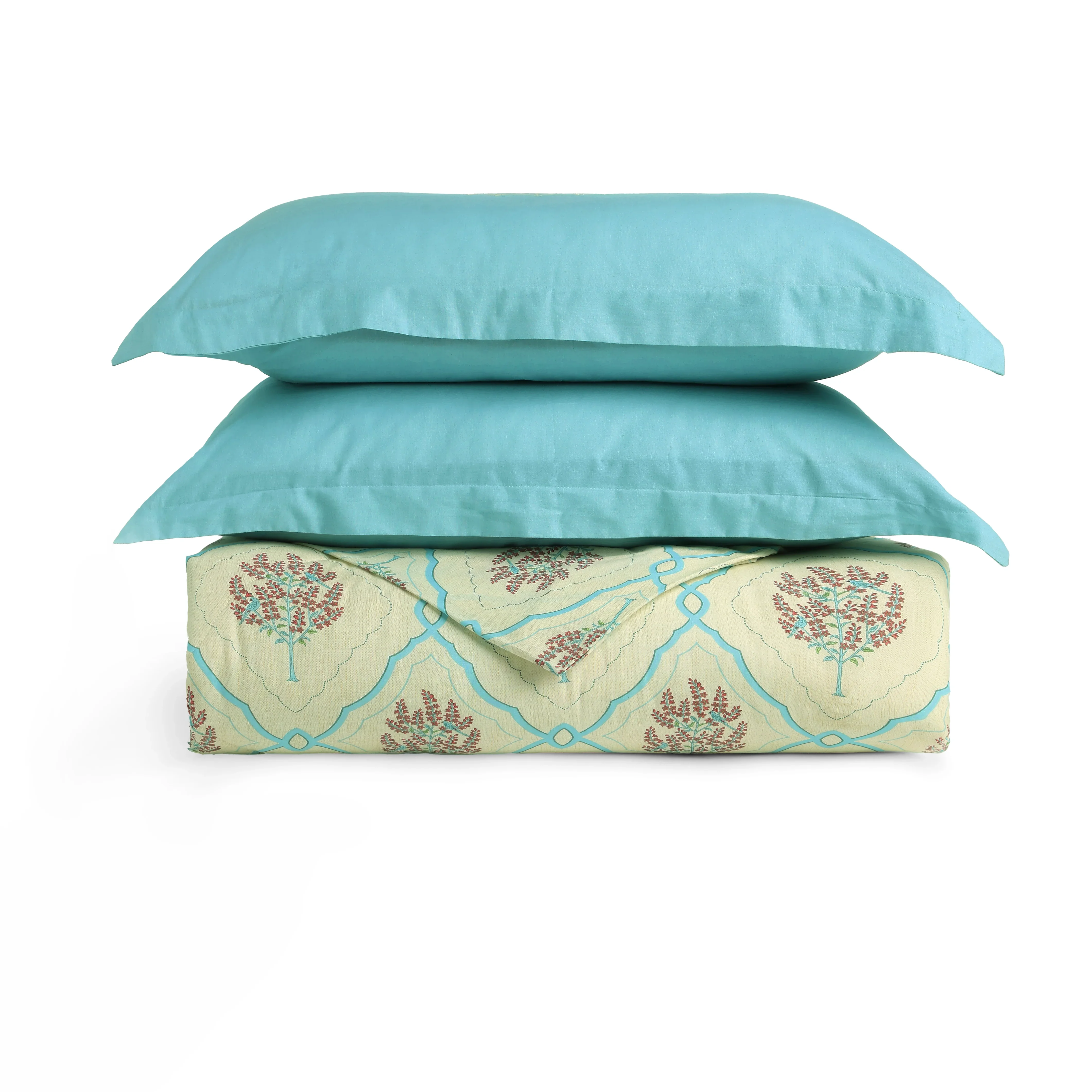 Chippa Lane | Contemporary Indian Print Design Coordinated Bedding Set | Set of Bedsheet & Comforter-Sage Bloom - Image 4