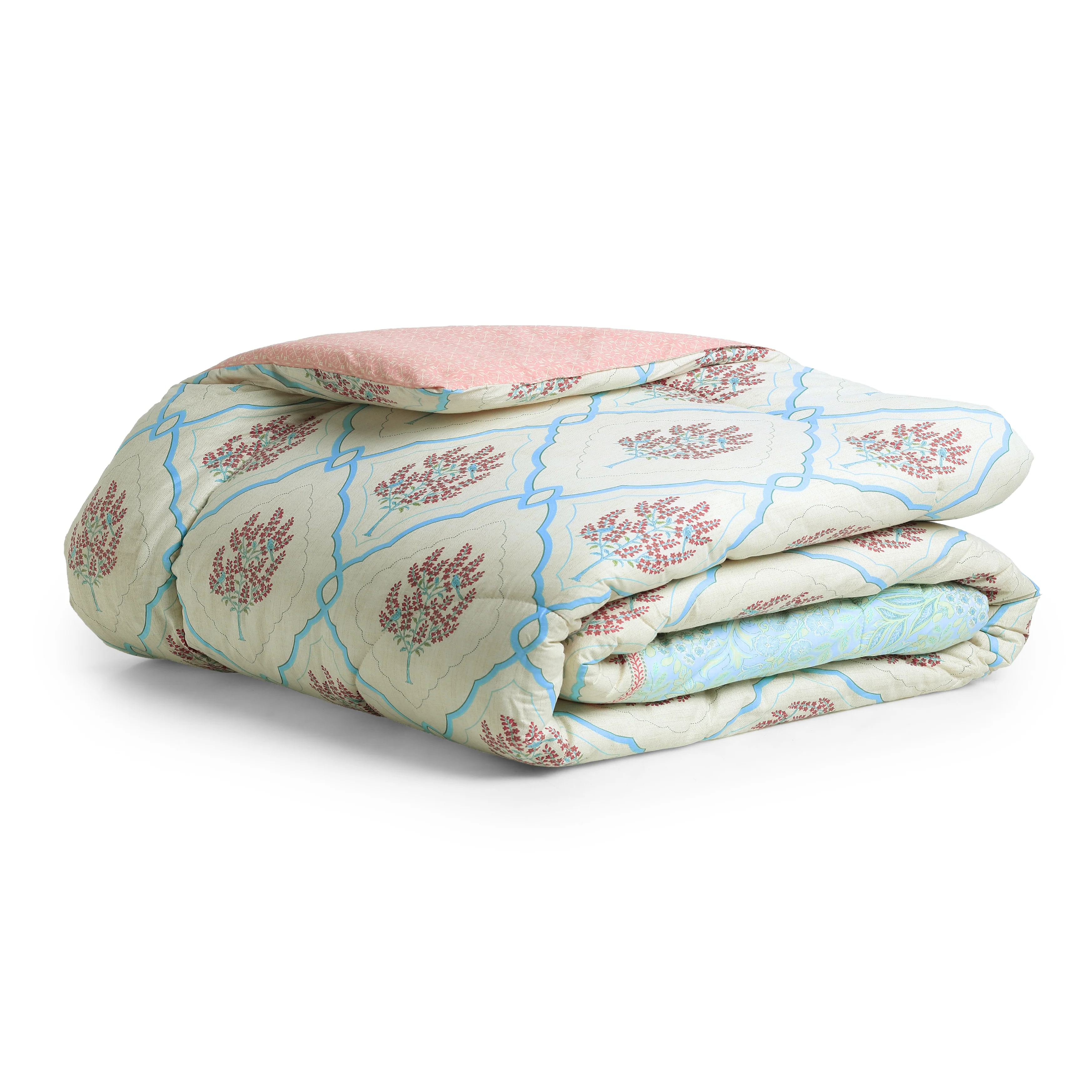 Chippa Lane | Contemporary Indian Print Design Coordinated Bedding Set | Set of Bedsheet & Comforter-Sage Bloom - Image 5