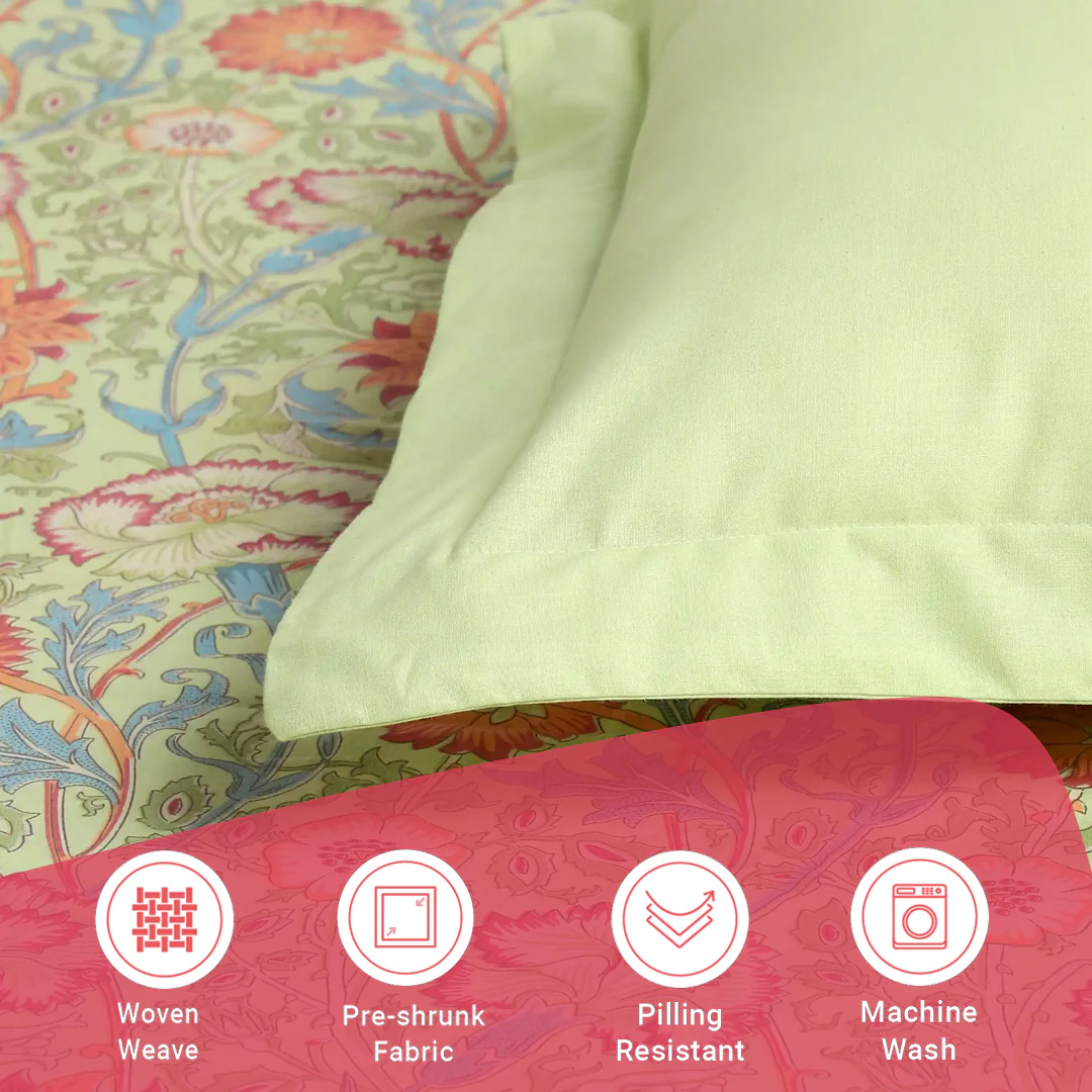 Chippa Lane | Contemporary Indian Print Design Cotton Bedsheet Set-Green - Image 17
