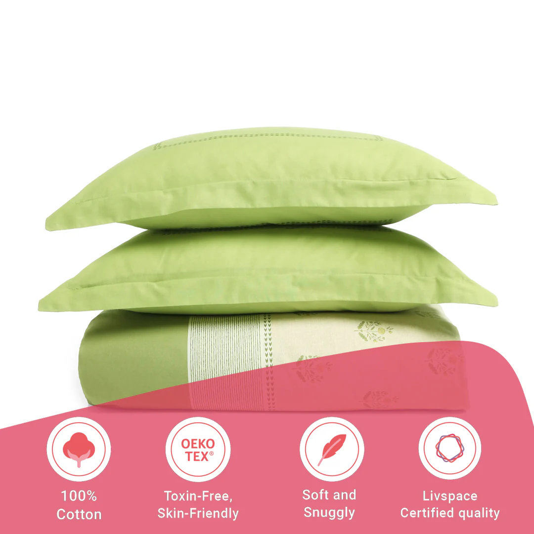 Chippa Lane | Contemporary Indian Print Design Cotton Bedsheet Set-Indian Moss - Image 16