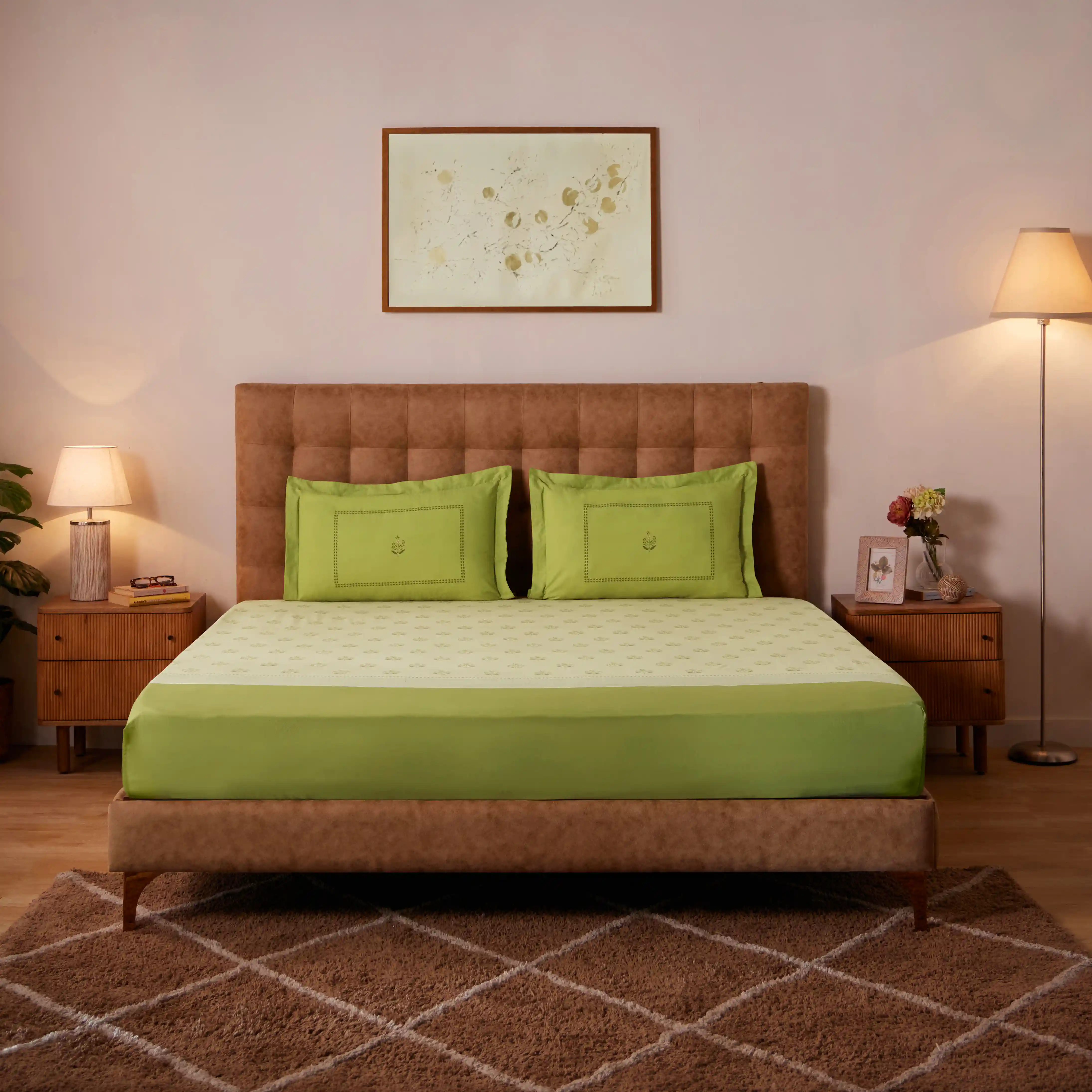 Chippa Lane | Contemporary Indian Print Design Cotton Bedsheet Set-Indian Moss - Image 7
