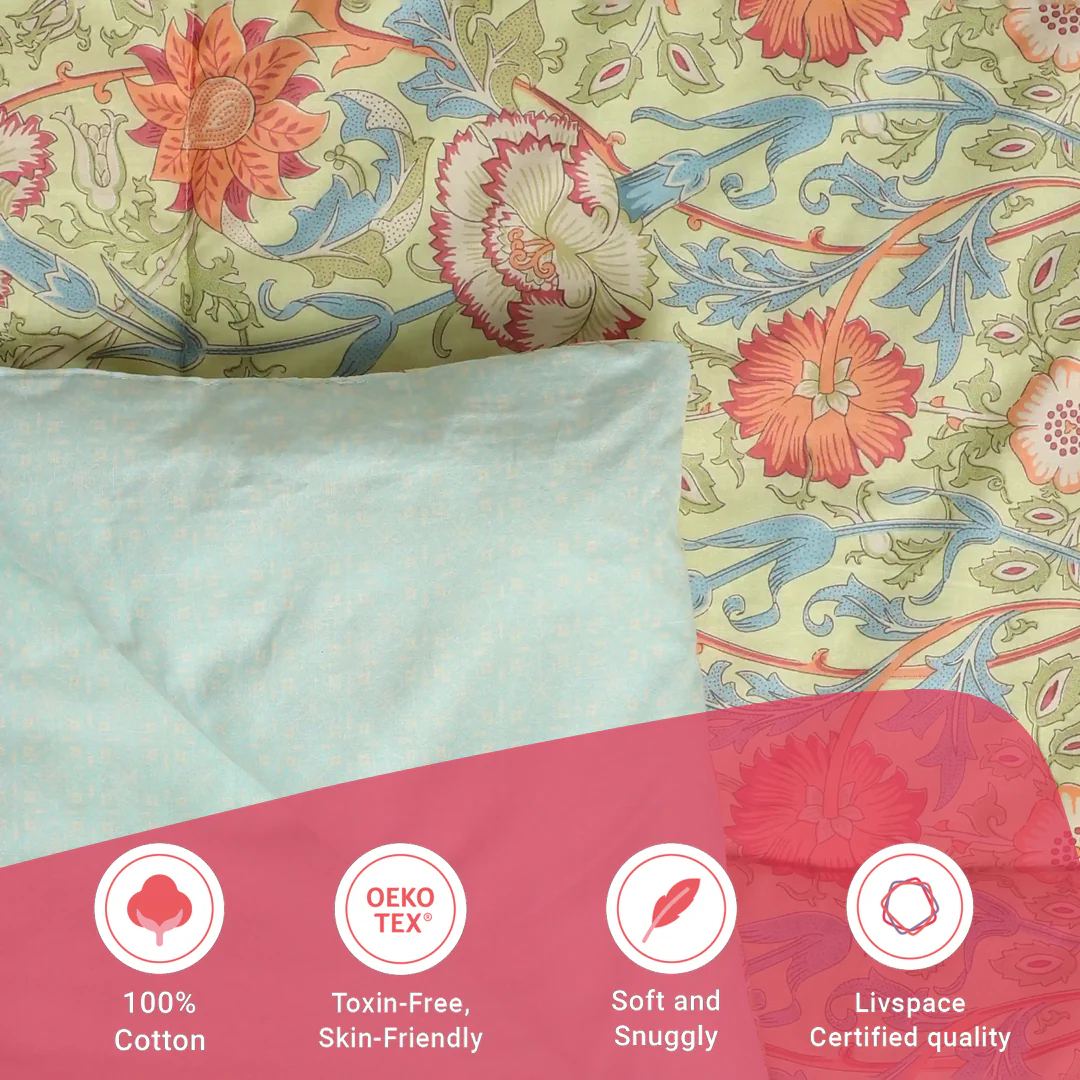 Chippa Lane | Contemporary Indian Print Design 120GSM Reversible Comforter-Green - Image 12