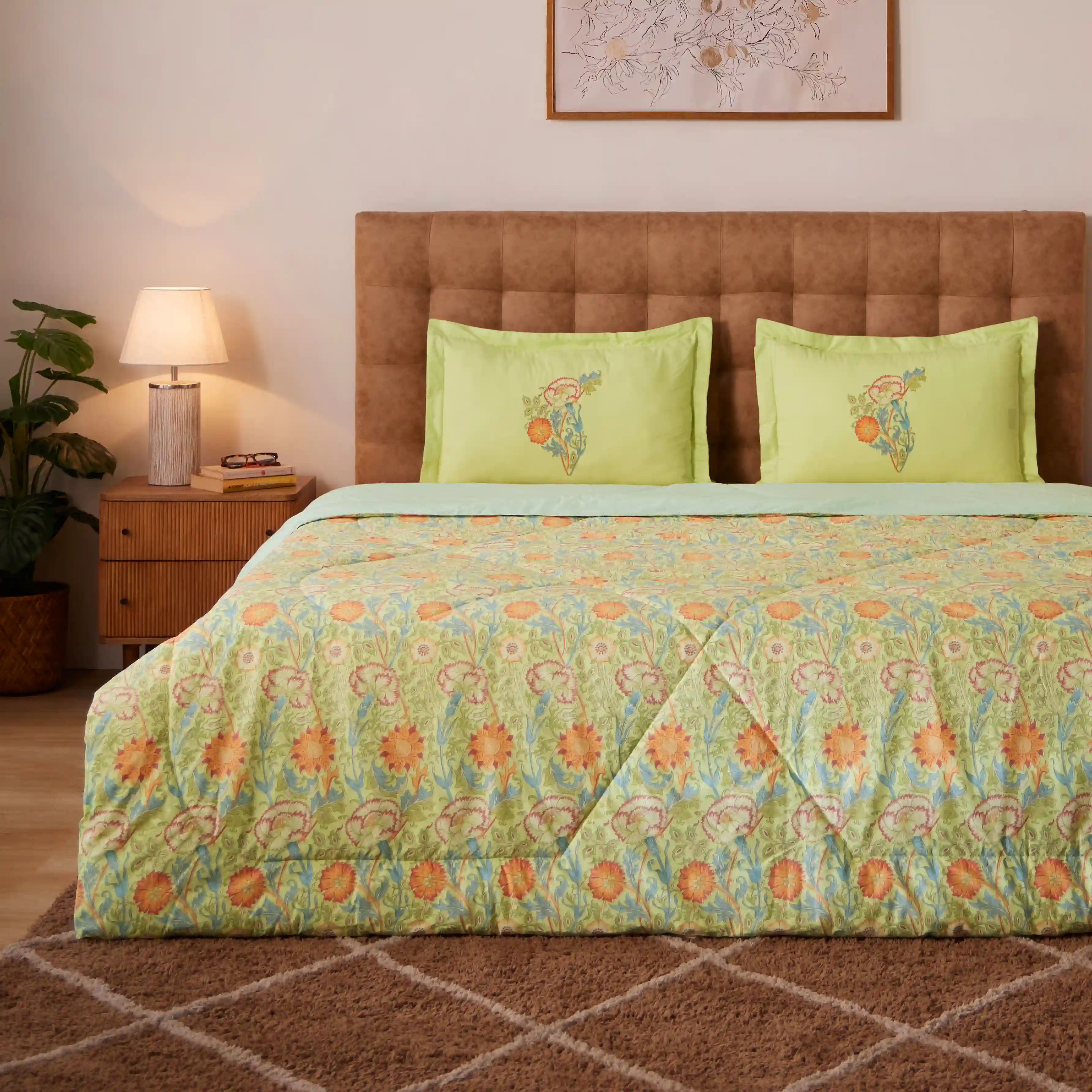 Chippa Lane | Contemporary Indian Print Design 120GSM Reversible Comforter-Green - Image 7