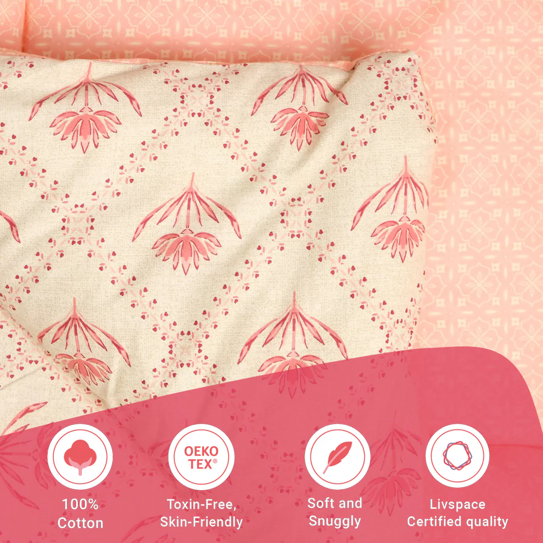 Chippa Lane | Contemporary Indian Print Design 120GSM Reversible Comforter-Red - Image 12