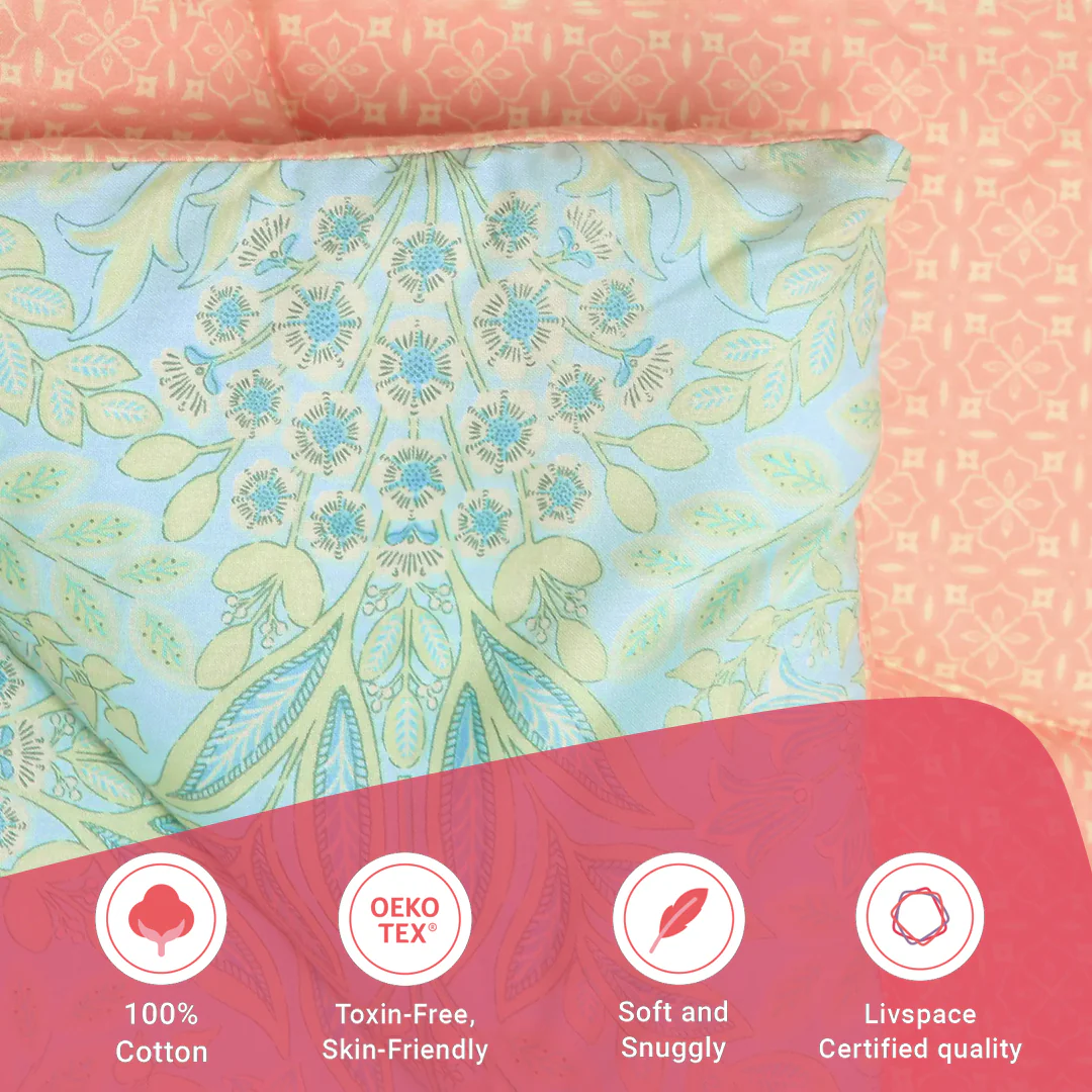 Chippa Lane | Contemporary Indian Print Design 120GSM Reversible Comforter-Sage Bloom - Image 12