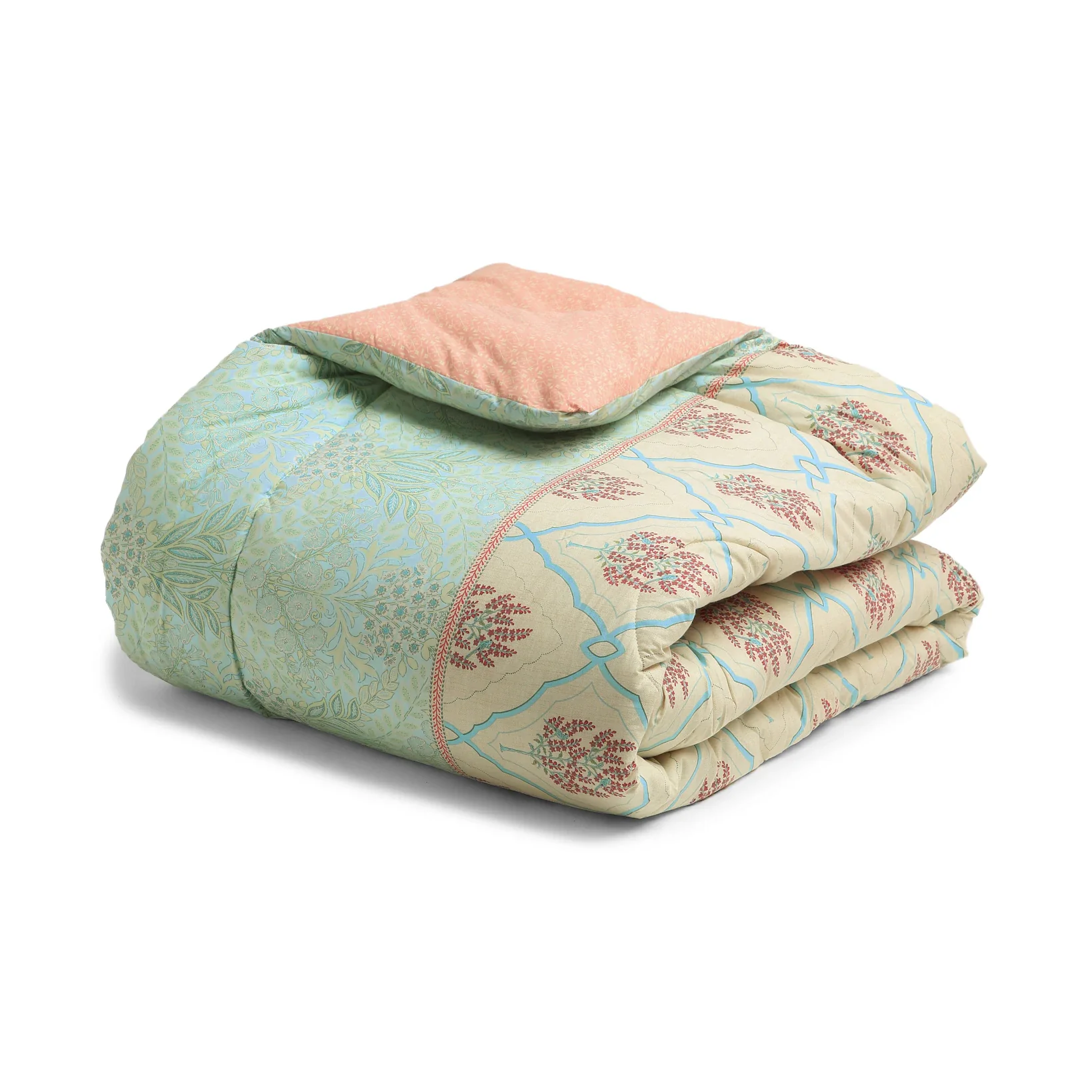 Chippa Lane | Contemporary Indian Print Design 120GSM Reversible Comforter-Sage Bloom - Image 4