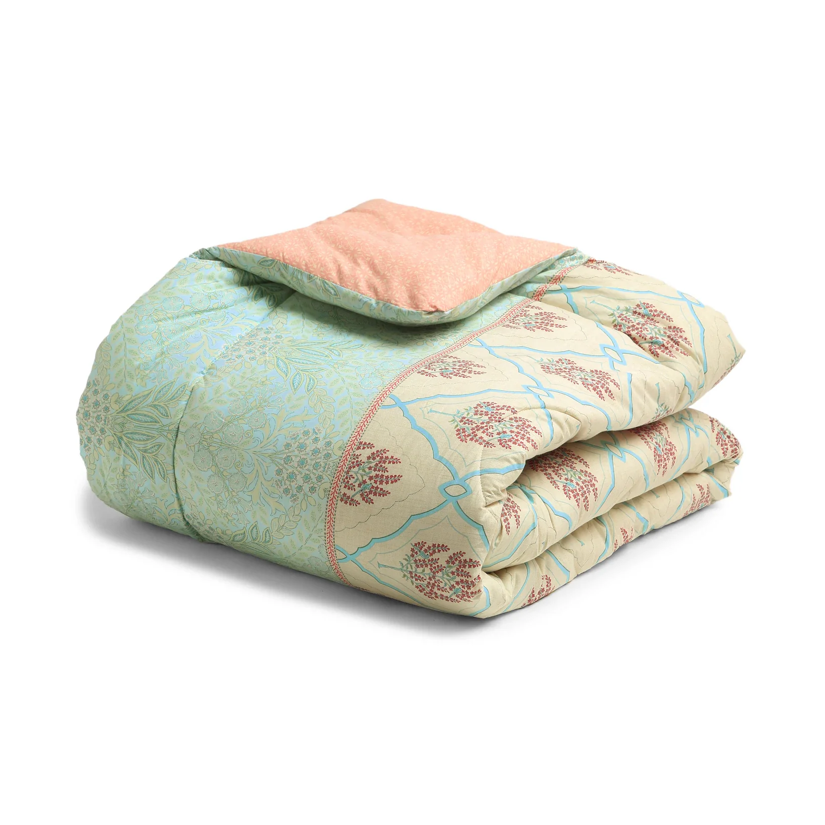 Chippa Lane | Contemporary Indian Print Design 120GSM Reversible Comforter-Sage Bloom - Image 9