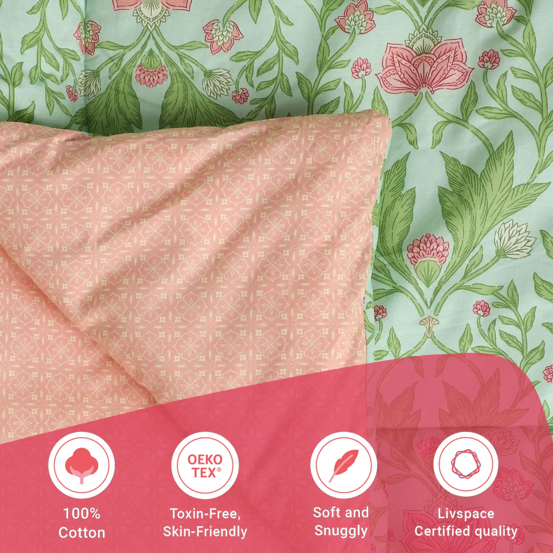 Chippa Lane | Contemporary Indian Print Design 120GSM Reversible Comforter-Sage Mint - Image 12