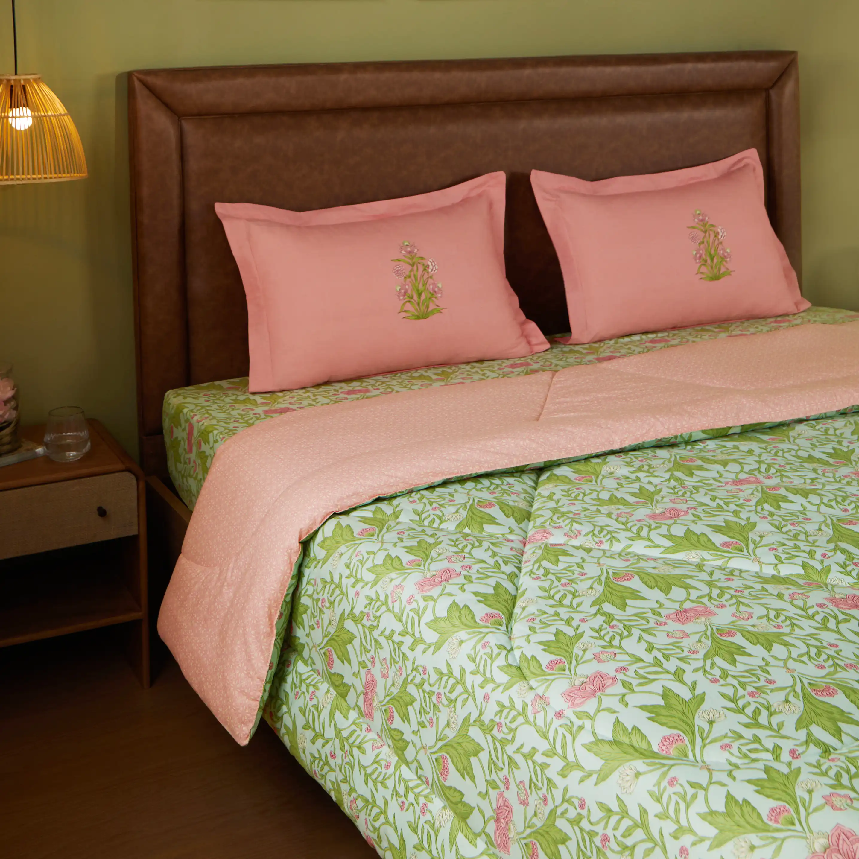 Chippa Lane | Contemporary Indian Print Design 120GSM Reversible Comforter-Sage Mint - Image 6