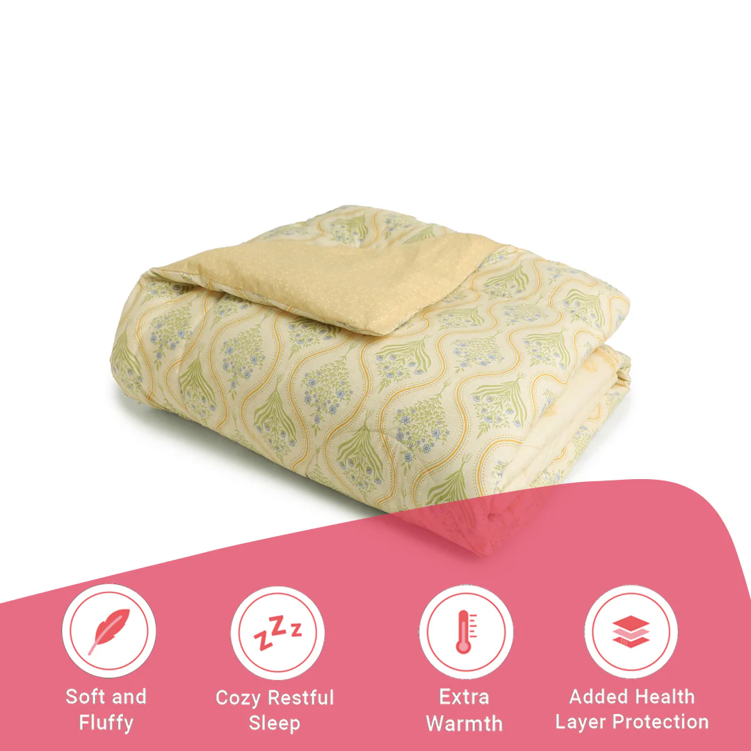 Chippa Lane | Contemporary Indian Print Design 240GSM Reversible Comforter for Extra Warmth-Mustard - Image 6