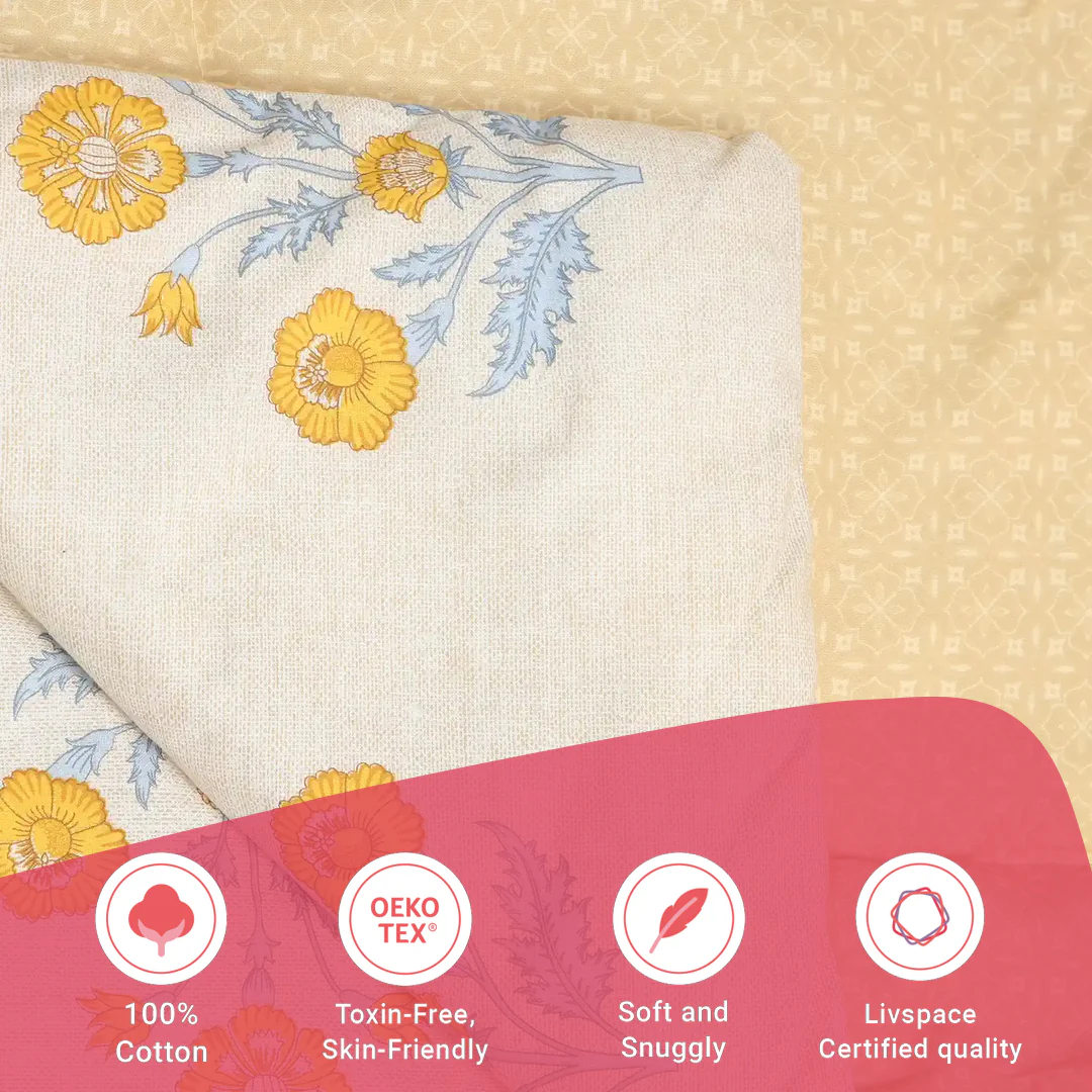 Chippa Lane | Contemporary Indian Print Design 240GSM Reversible Comforter for Extra Warmth-Ochre - Image 7
