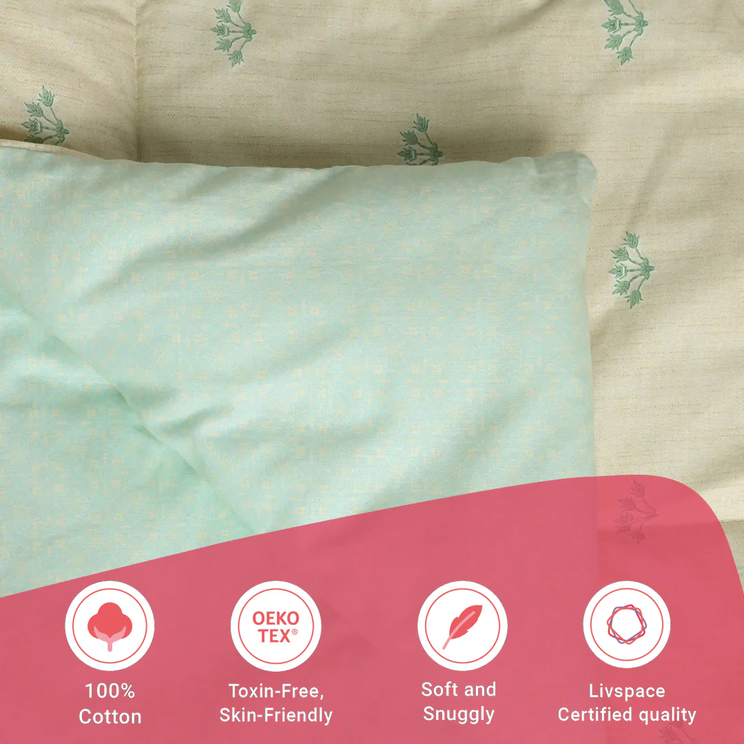 Chippa Lane | Contemporary Indian Print Design 240GSM Reversible Comforter for Extra Warmth-Sage - Image 7