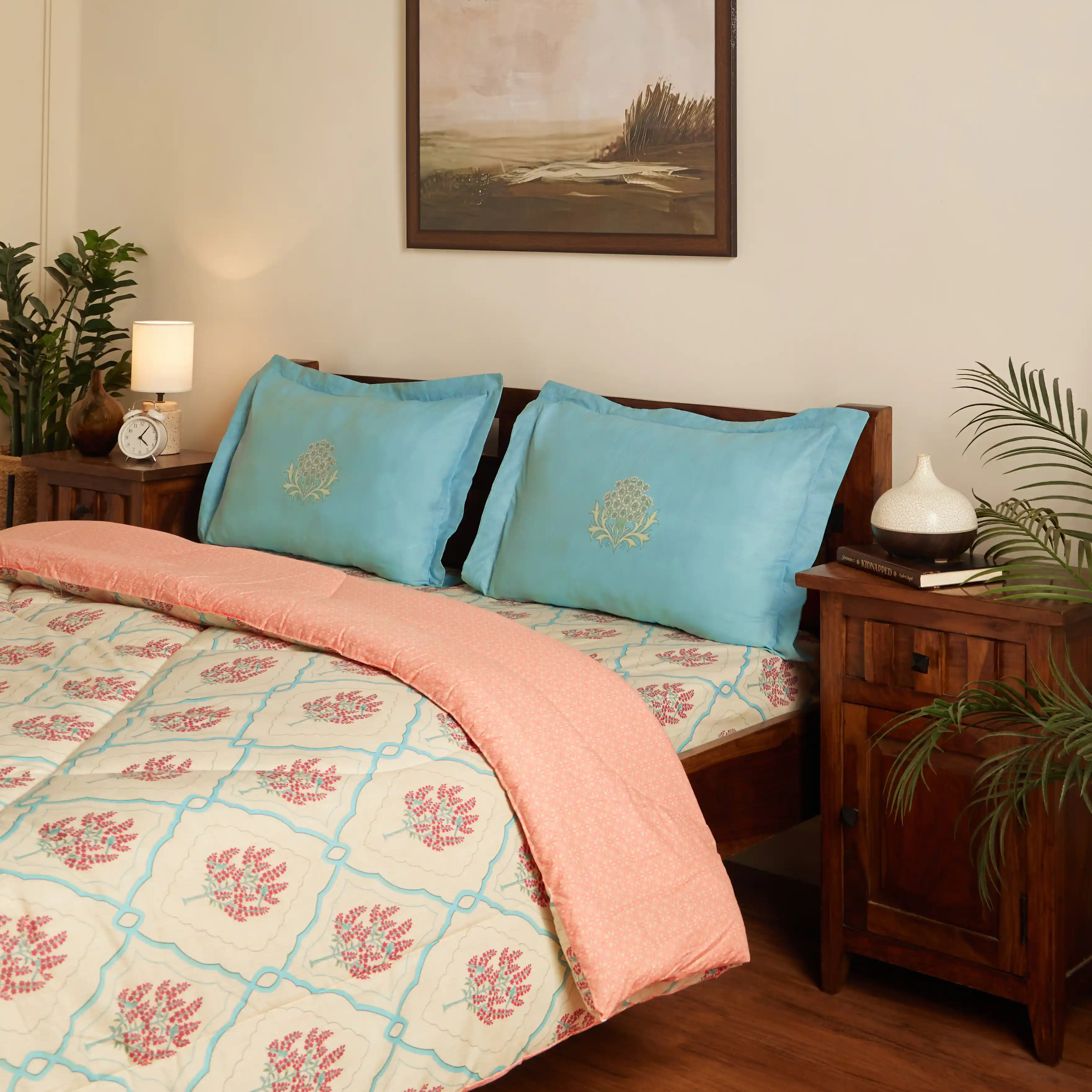 Chippa Lane | Contemporary Indian Print Design 240GSM Reversible Comforter for Extra Warmth-Sage Bloom