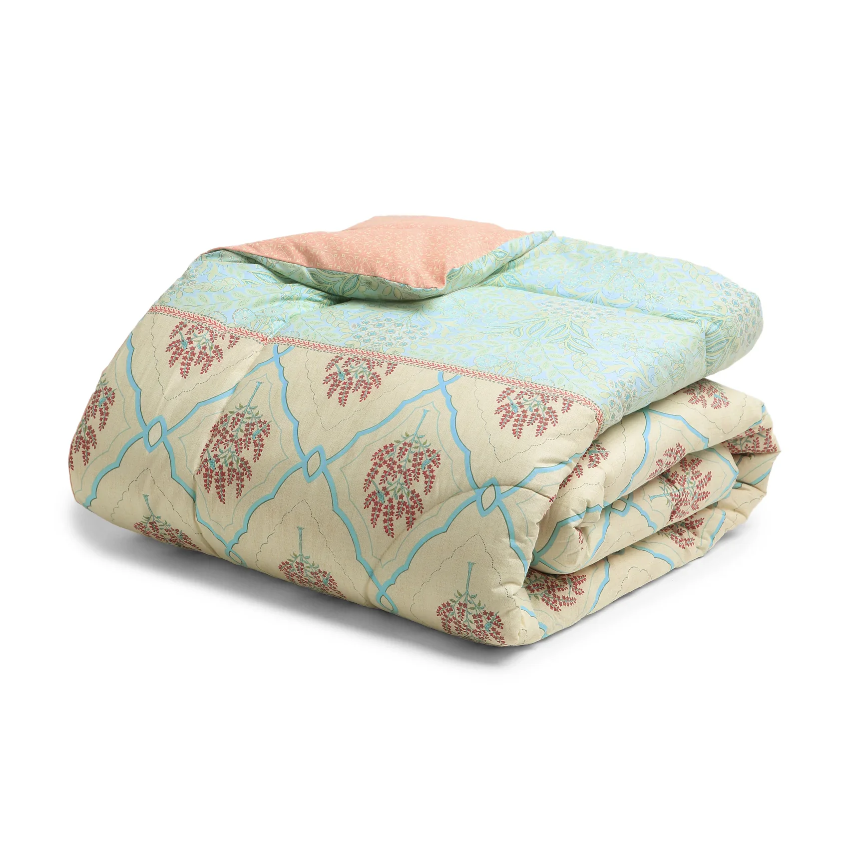 Chippa Lane | Contemporary Indian Print Design 240GSM Reversible Comforter for Extra Warmth-Sage Bloom - Image 4