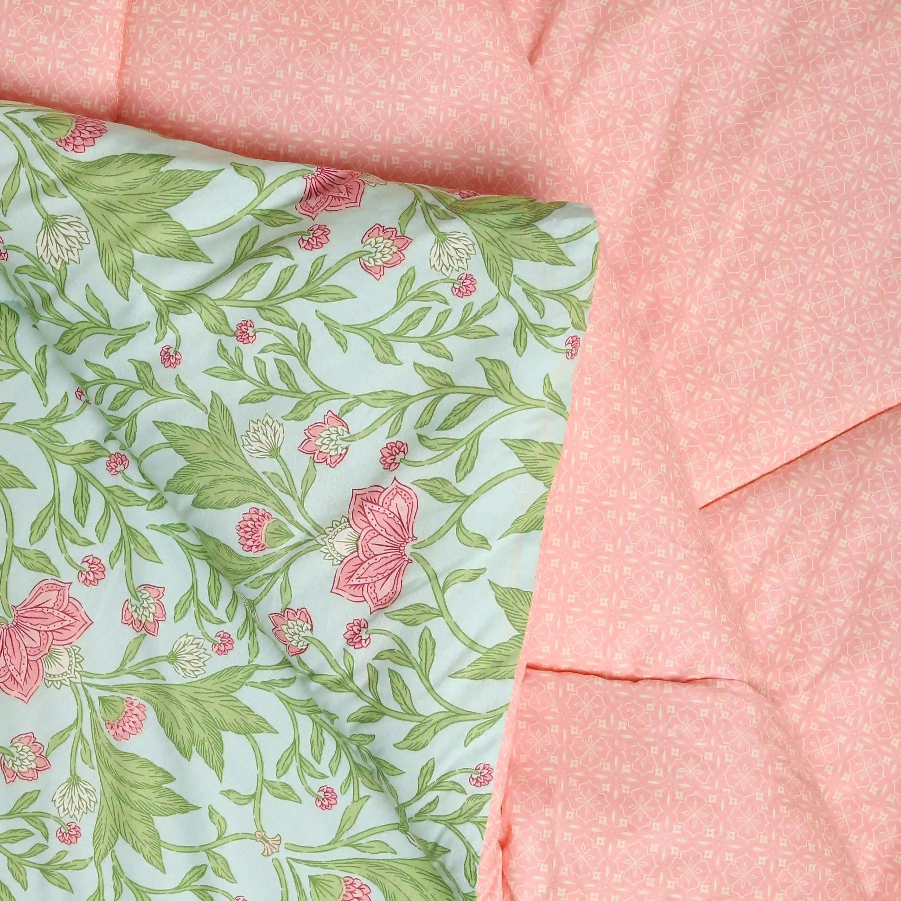 Chippa Lane | Contemporary Indian Print Design 240GSM Reversible Comforter for Extra Warmth-Sage Mint - Image 5