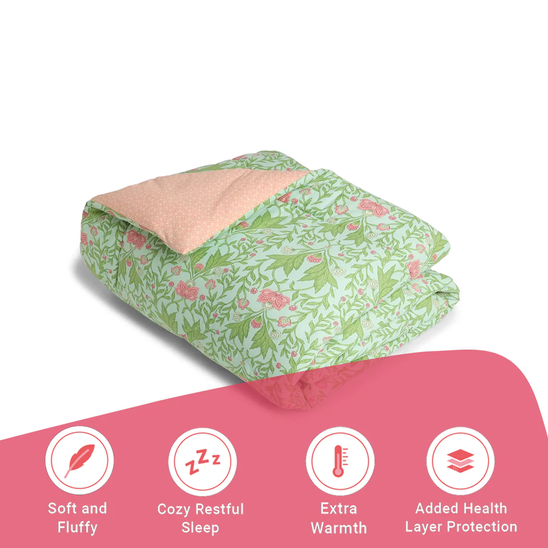 Chippa Lane | Contemporary Indian Print Design 240GSM Reversible Comforter for Extra Warmth-Sage Mint - Image 6