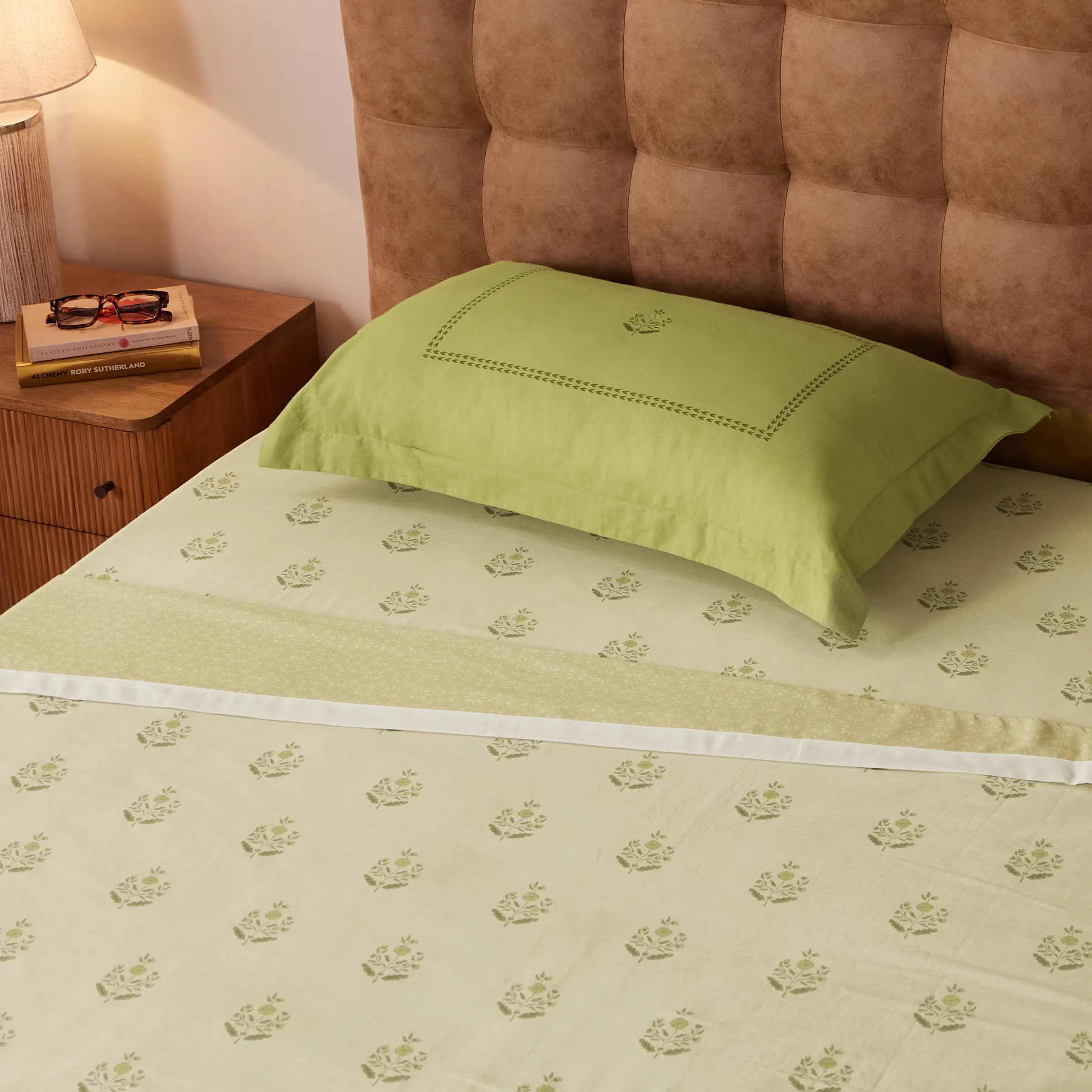 Chippa Lane | Contemporary Indian Print Design Reversible Dohar with Super Soft Flannel Layering-Indian Moss - Image 2