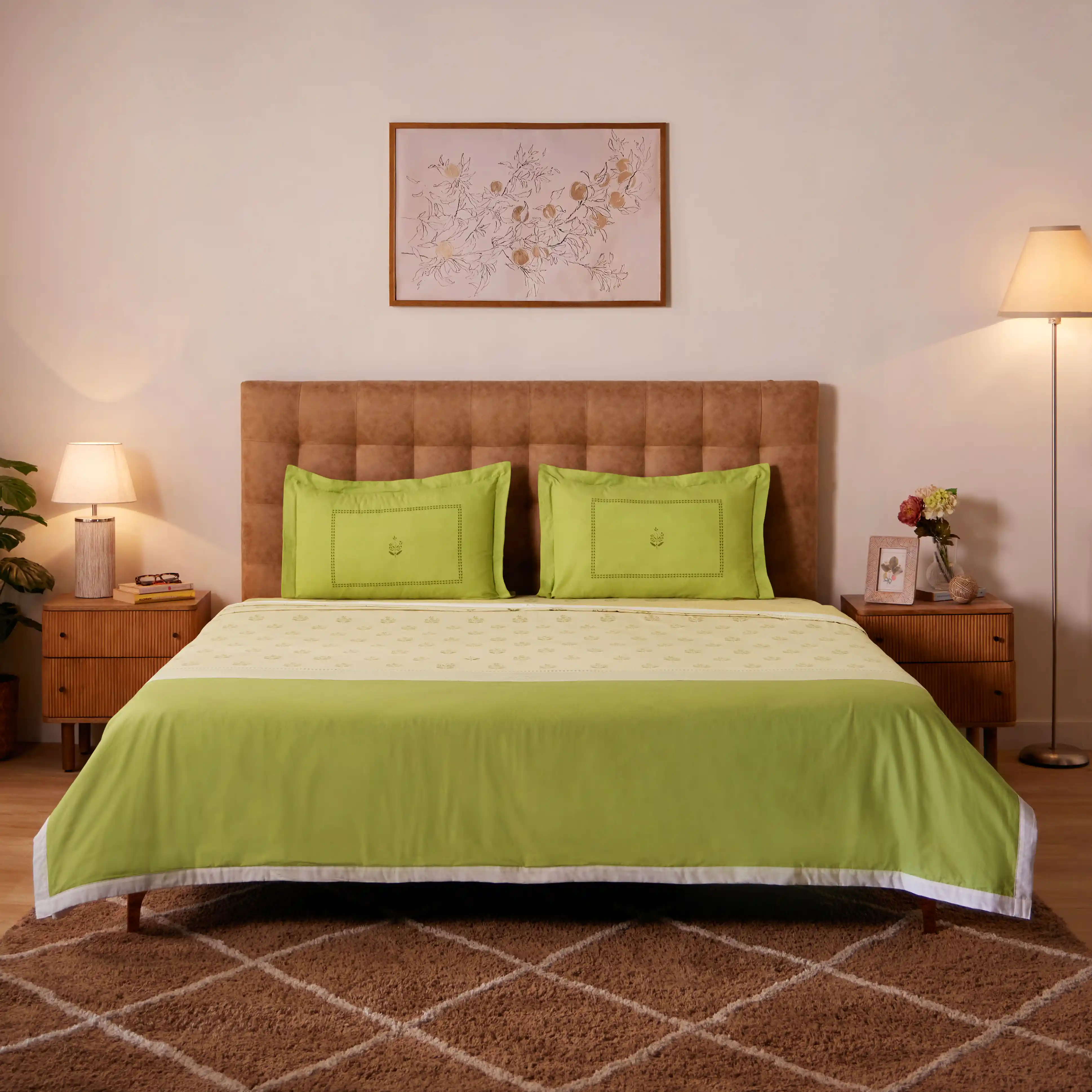 Chippa Lane | Contemporary Indian Print Design Reversible Dohar with Super Soft Flannel Layering-Indian Moss - Image 7