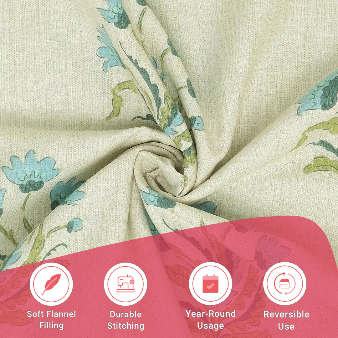 Chippa Lane | Contemporary Indian Print Design Reversible Dohar with Super Soft Flannel Layering-Indian Sage - Image 12