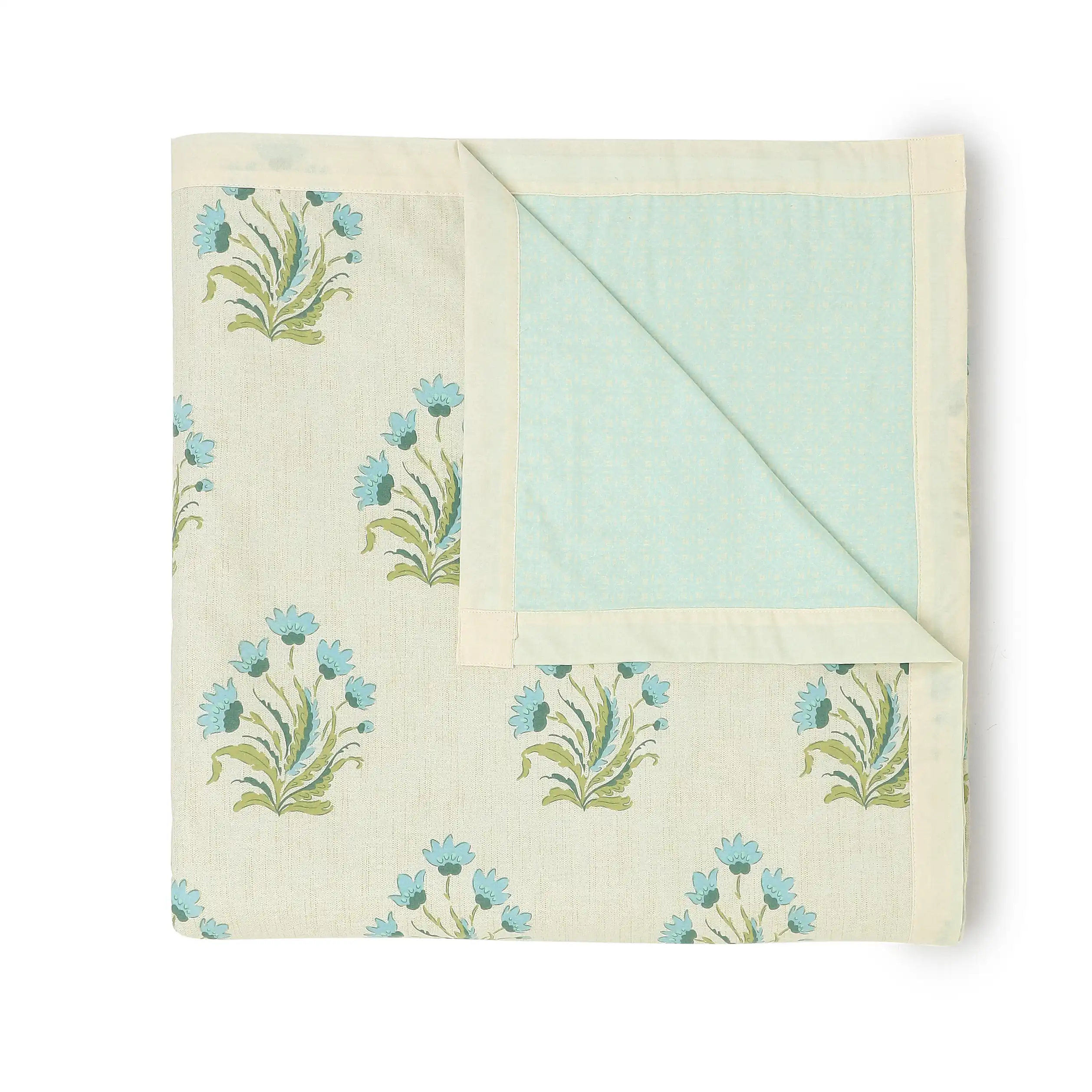 Chippa Lane | Contemporary Indian Print Design Reversible Dohar with Super Soft Flannel Layering-Indian Sage - Image 4